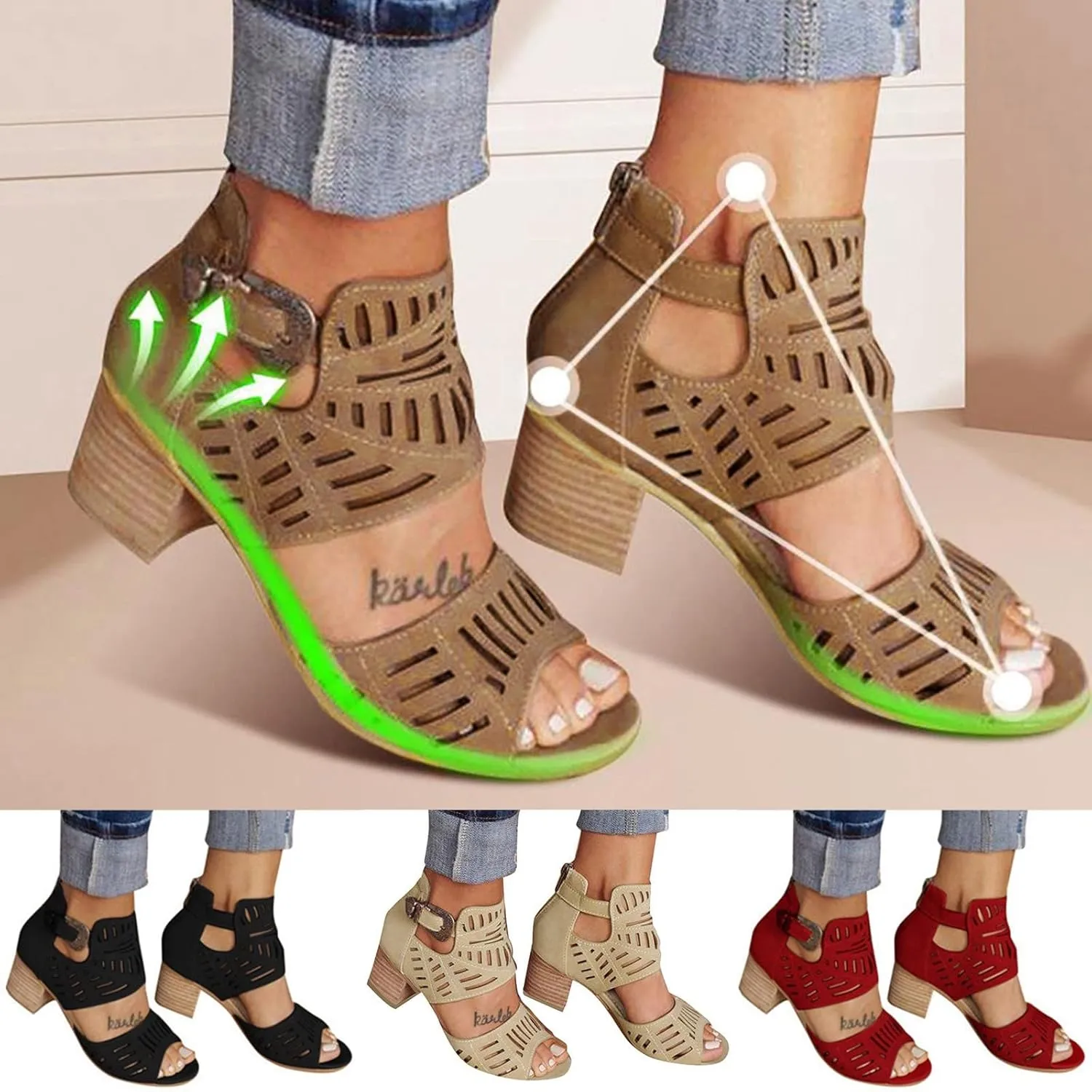 Dress Sandals for Women, Sandals Women Comfy Ankle Sandal Bling Hollow Out Shoes Summer Beach Travel Sandals