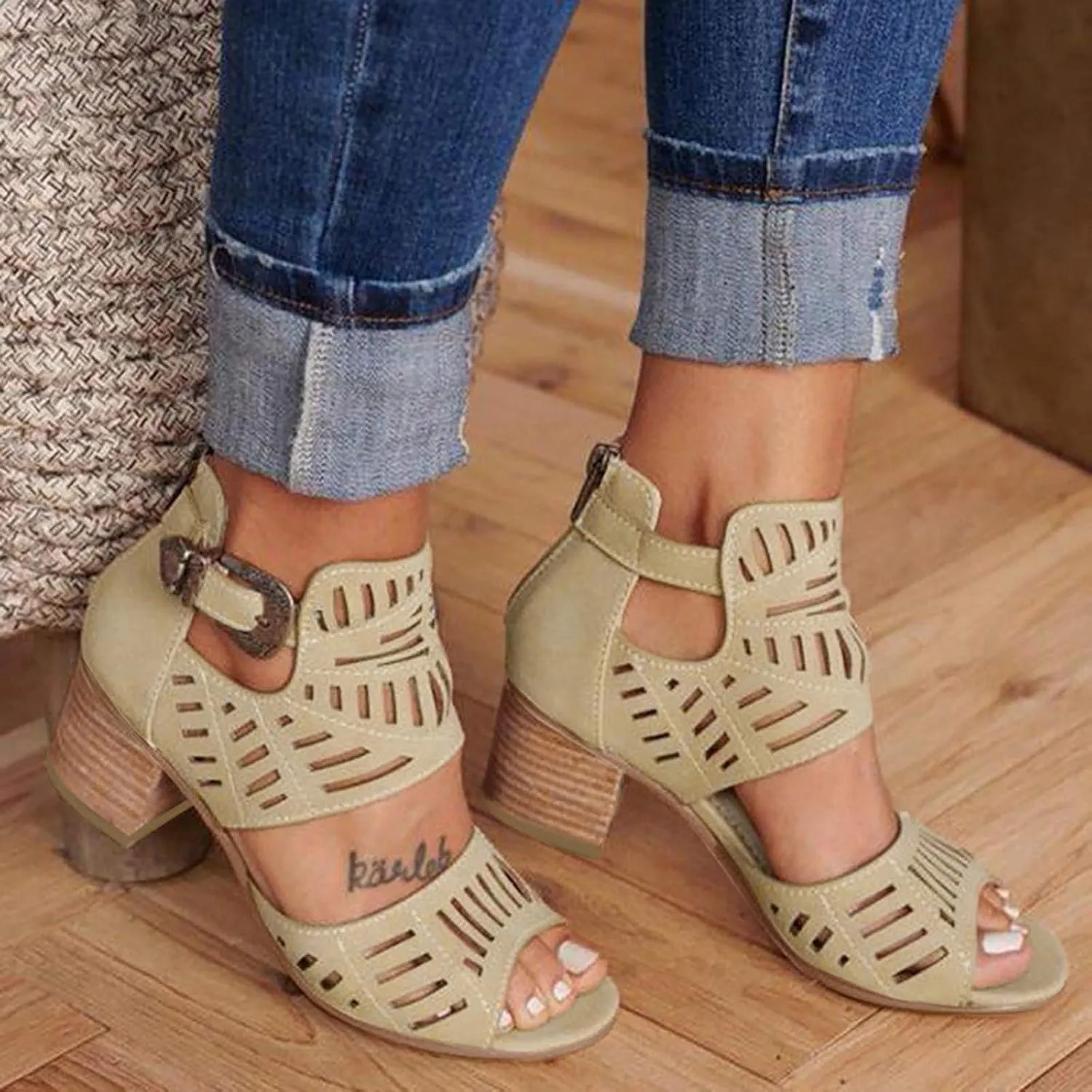 Dress Sandals for Women, Sandals Women Comfy Ankle Sandal Bling Hollow Out Shoes Summer Beach Travel Sandals