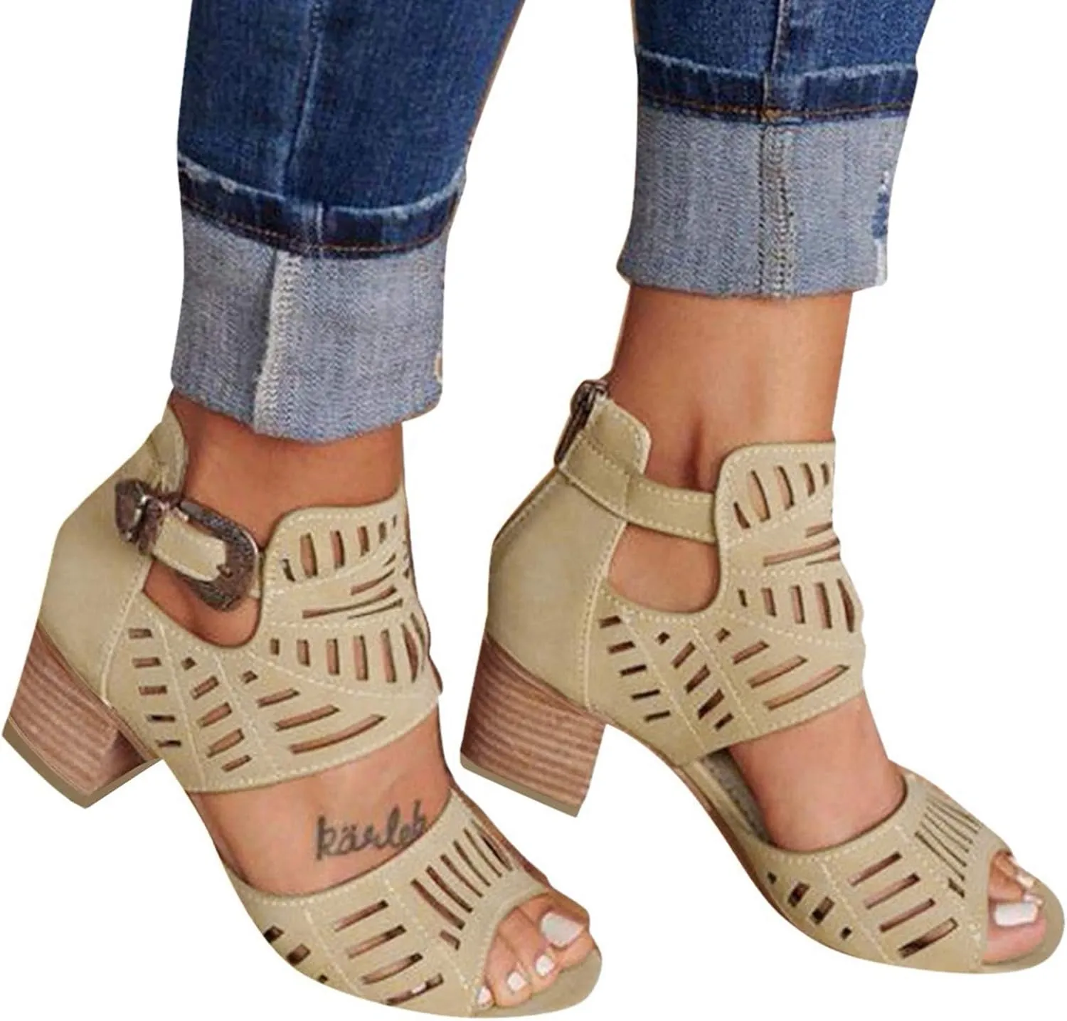 Dress Sandals for Women, Sandals Women Comfy Ankle Sandal Bling Hollow Out Shoes Summer Beach Travel Sandals
