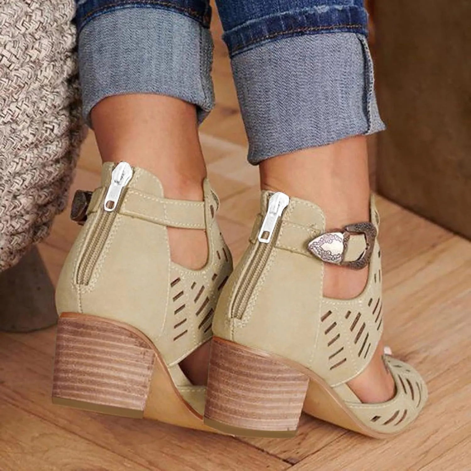 Dress Sandals for Women, Sandals Women Comfy Ankle Sandal Bling Hollow Out Shoes Summer Beach Travel Sandals