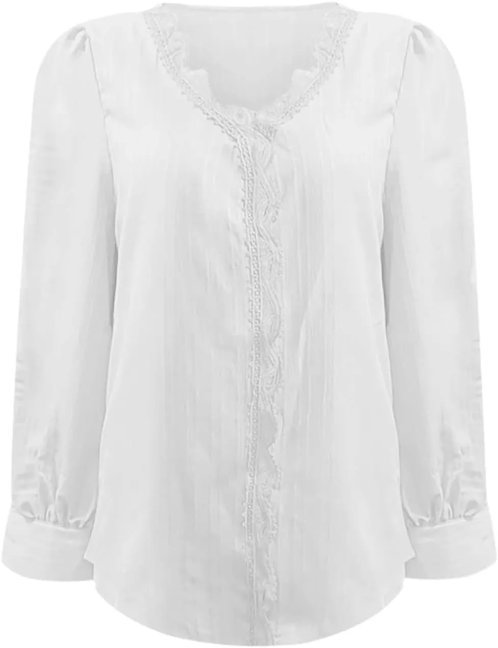 Dressy T Shirts for Women Elegant Lace Patchwork V Neck Long Sleeve Pleated Tops Office Work Going Out Party Blouse