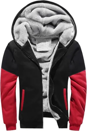 DuDubaby Hoodies for Men Big and Tall Long Sleeve Hoodie Men Winter Warm Fleece Hooded Zipper Sweater Jacket Outwear Coat