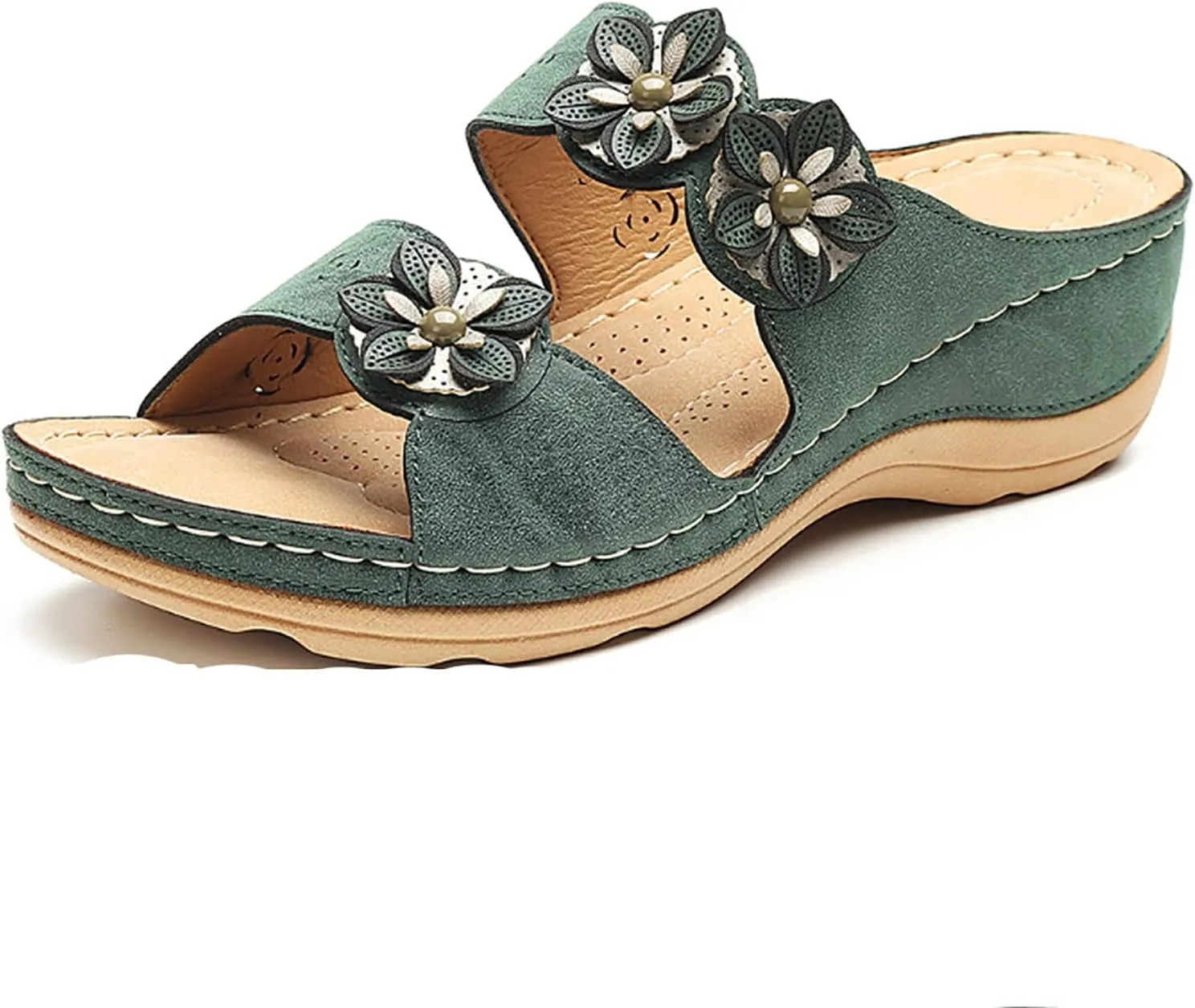 Eduavar Orthopedic Sandals for Women, Sandals Women Comfortable Slip On Sandals Casual Peep Toe Sandals Walking Slippers