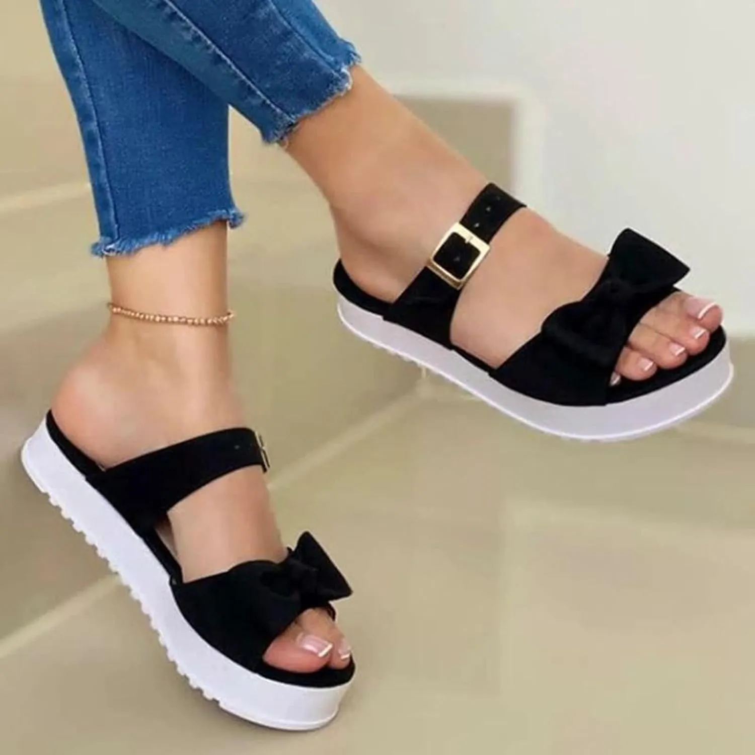 Eduavar Sandals Women Dressy Summer, Womens Sandals Dressy Fish Mouth Hollow Out Sandals Open Toe Comfy Sandals Shoes