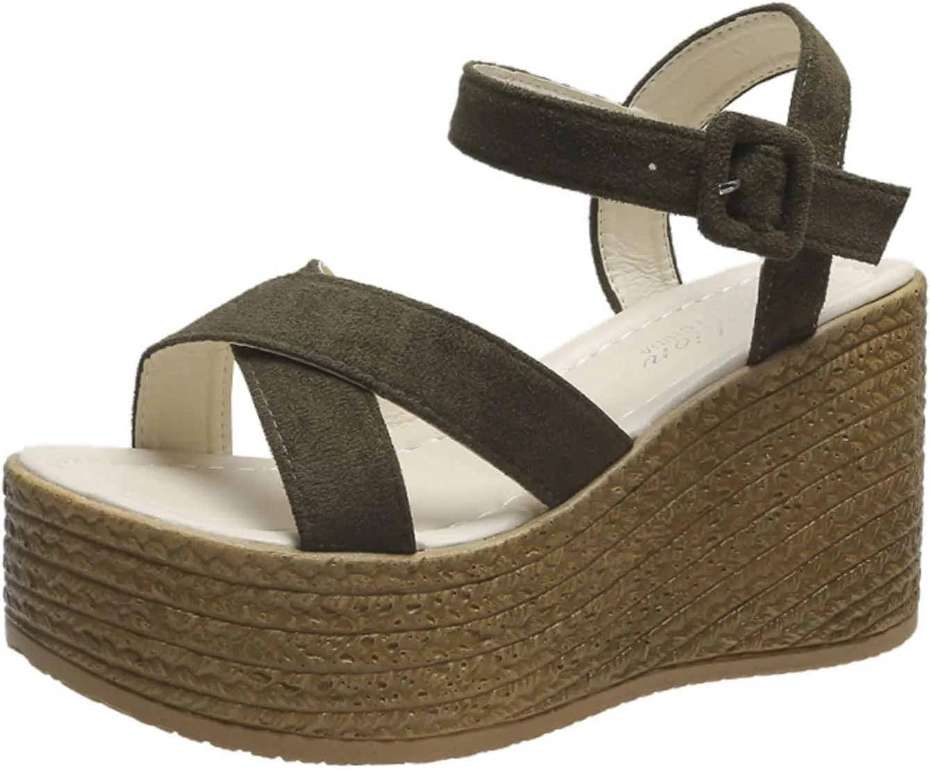 Espadrille Platform Wedge Sandals for Women Open Toe Ankle Buckle Strap Crisscross Sandal Dressy Casual Summer Shoes