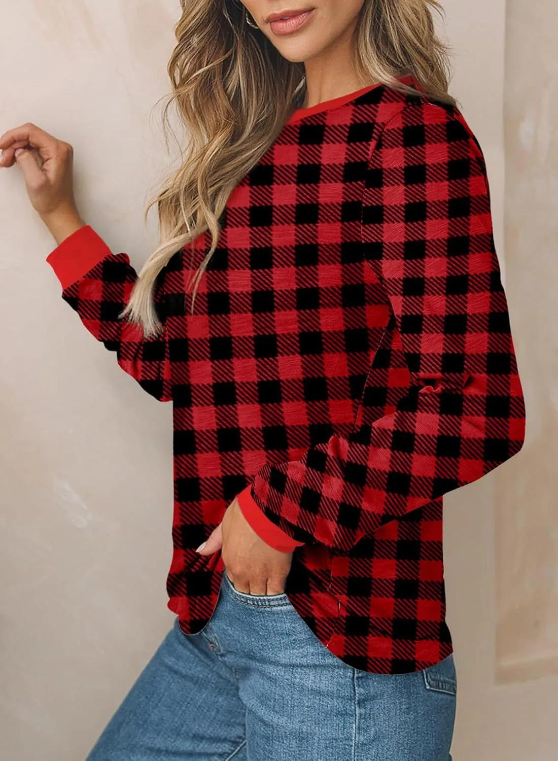 EVALESS Womens Crewneck Long Sleeve Tops Casual Polka Dots Tops Spring Summer 2025 Tshirts Shirts