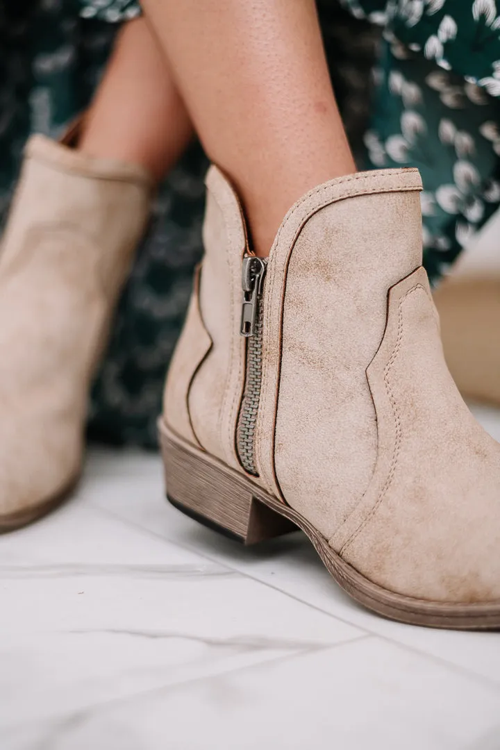 Evie Zip Up Booties | Nude