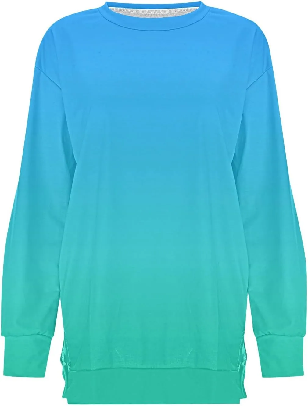 Fall Neon Gradient Women Sweat Shirts Casual Crew Neck Sweatshirts Loose Oversized Long Sleeve Pullover Tops