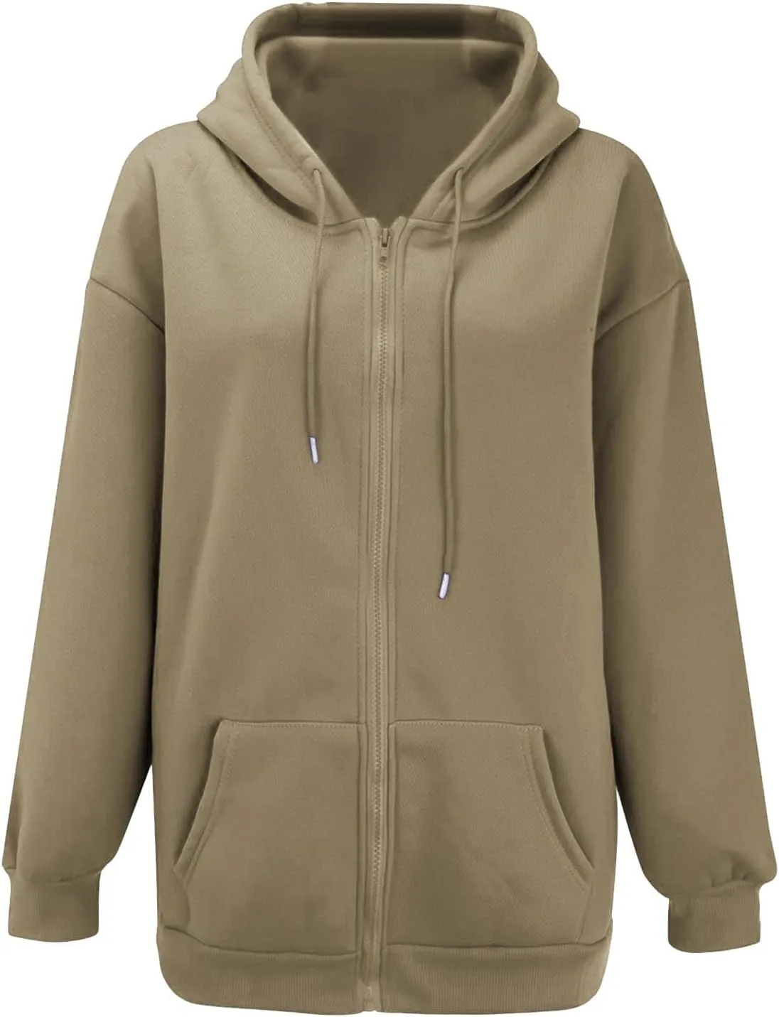 Fall Oversized Jackets for Women Casual Solid Color Zip Up Open Front Long Sleeve Hooded Coat Fashion Chunky Hoodies