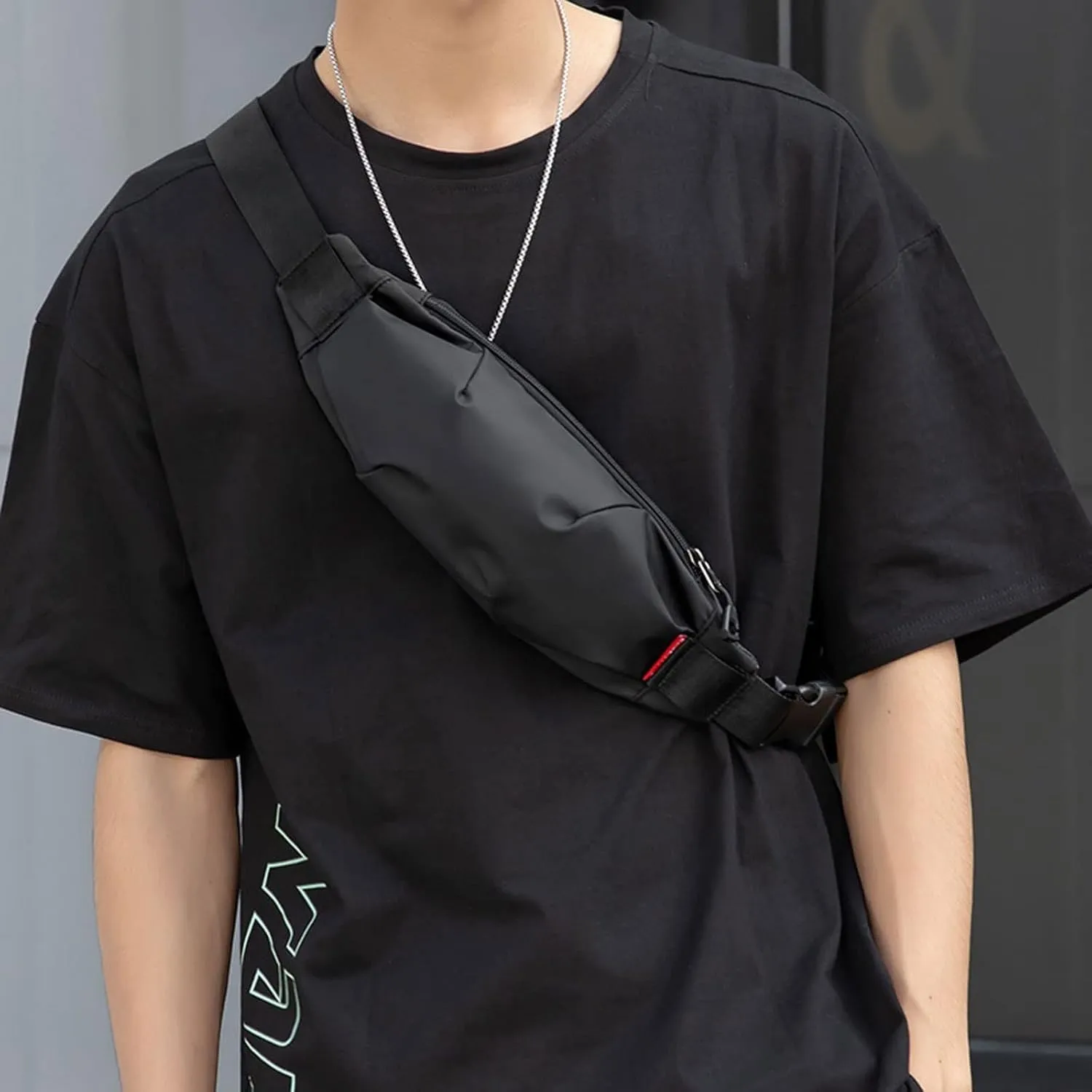 Fanny Pack Fashion Men Pack Teenager Outdoor Sports Running Cycling Waist Bag Pack Male Fashion Shoulder Belt Bag Travel Phone Pouch Bags (1)