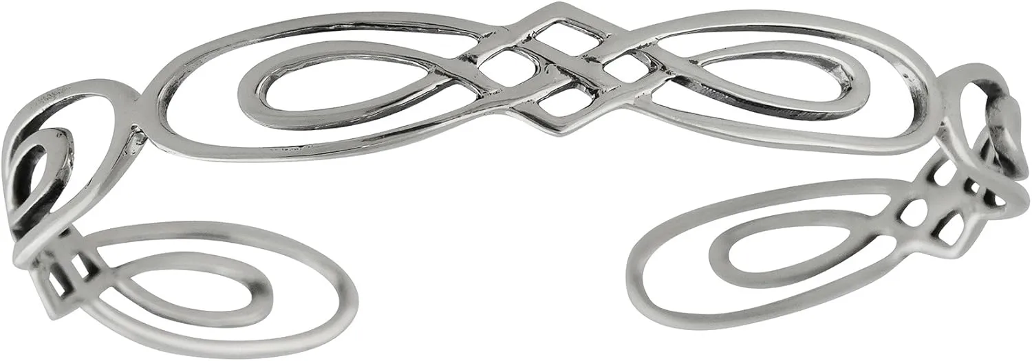 FashionJunkie4Life Sterling Silver Infinity Knot Cuff Bracelet | Celtic Style Adjustable Cuff Design | Adjustable Bracelet Gift for Women & Men