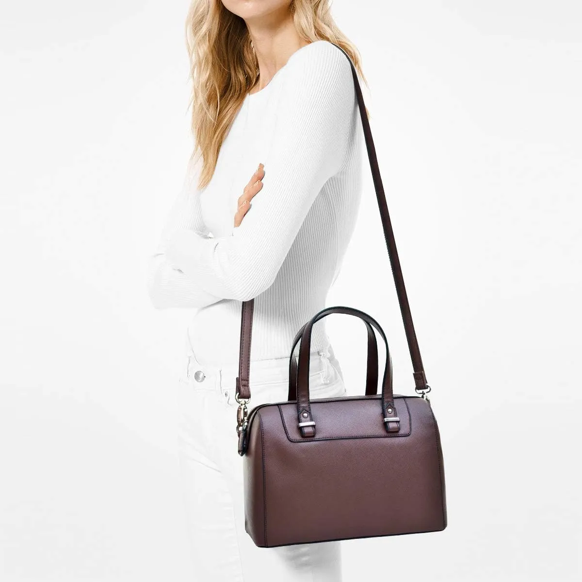 Faux Leather Handbags Barrel Top Handle Satchel Bag Shoulder Bag for Women Medium