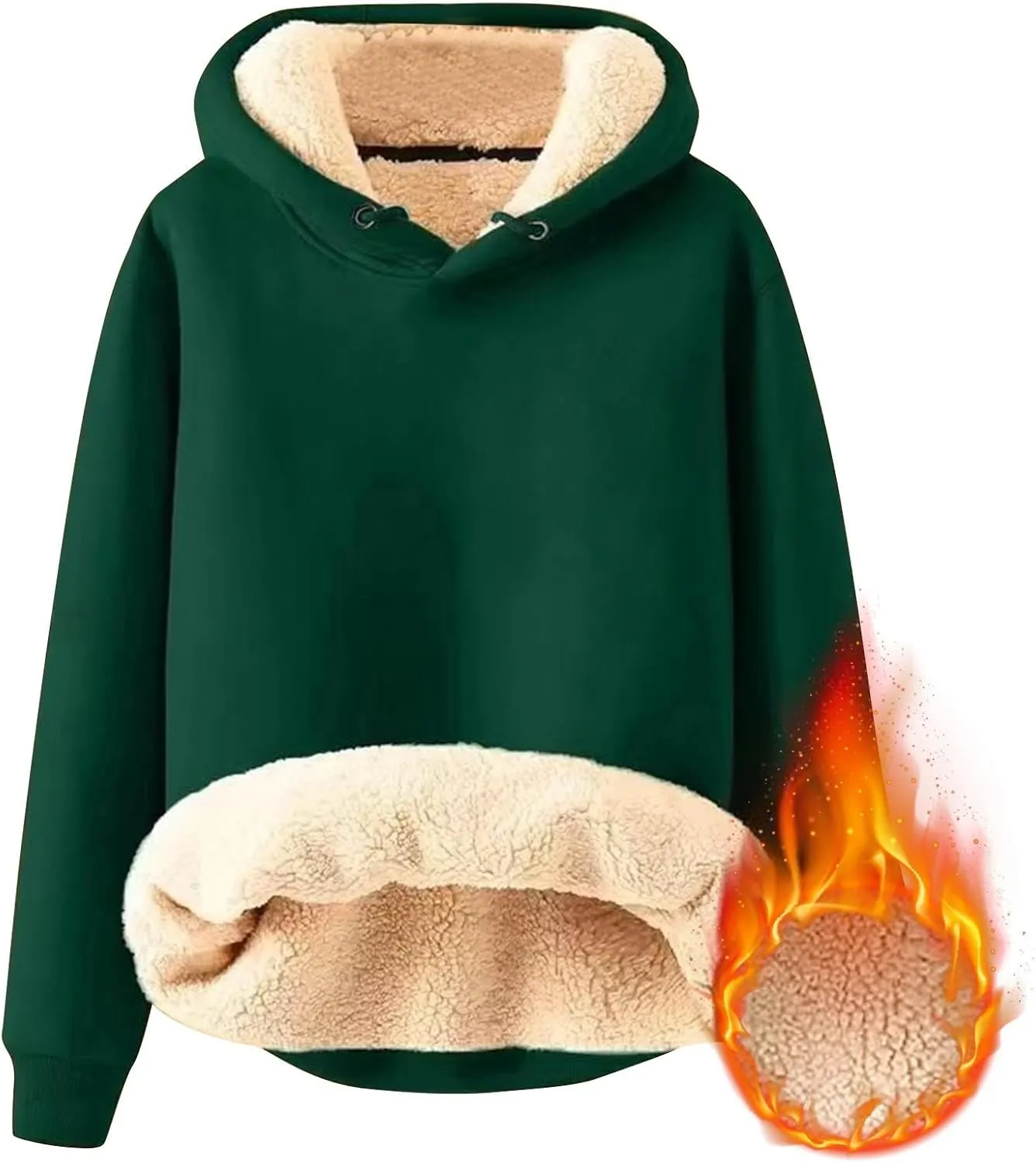Fleece Hoodie Men Winter Warm Plus Size Sherpa Lined Pullover Hoodie Relaxed Fit Oversized Heavy Hooded Sweatshirt