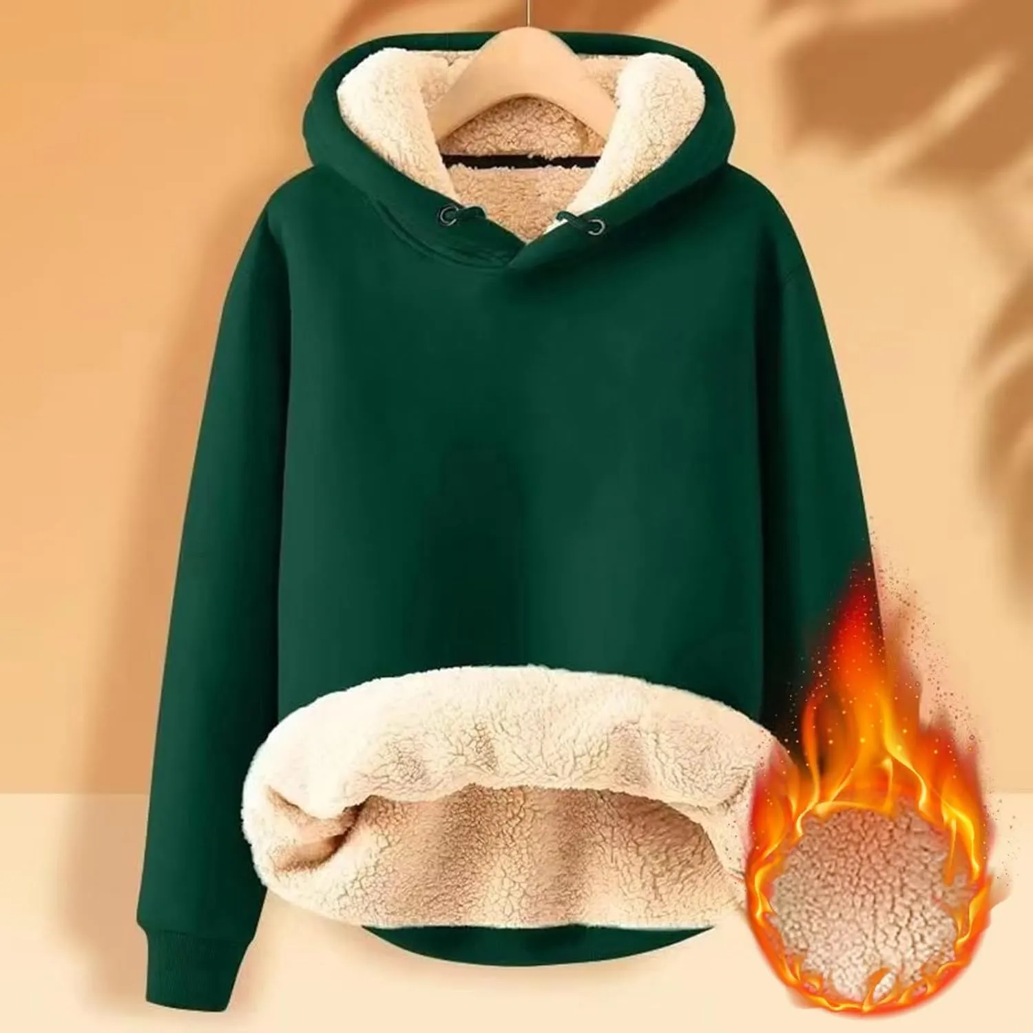Fleece Hoodie Men Winter Warm Plus Size Sherpa Lined Pullover Hoodie Relaxed Fit Oversized Heavy Hooded Sweatshirt
