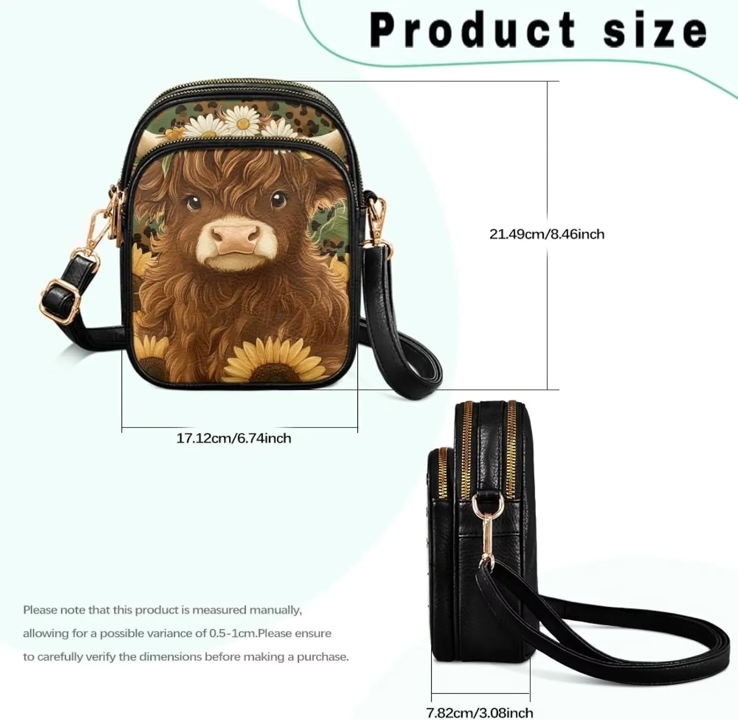 FOR U DESIGNS Crossbody Bags for Women PU Leather Purses Highland Cattle Cute Shoulder Handbags Satchel Hobo Bags