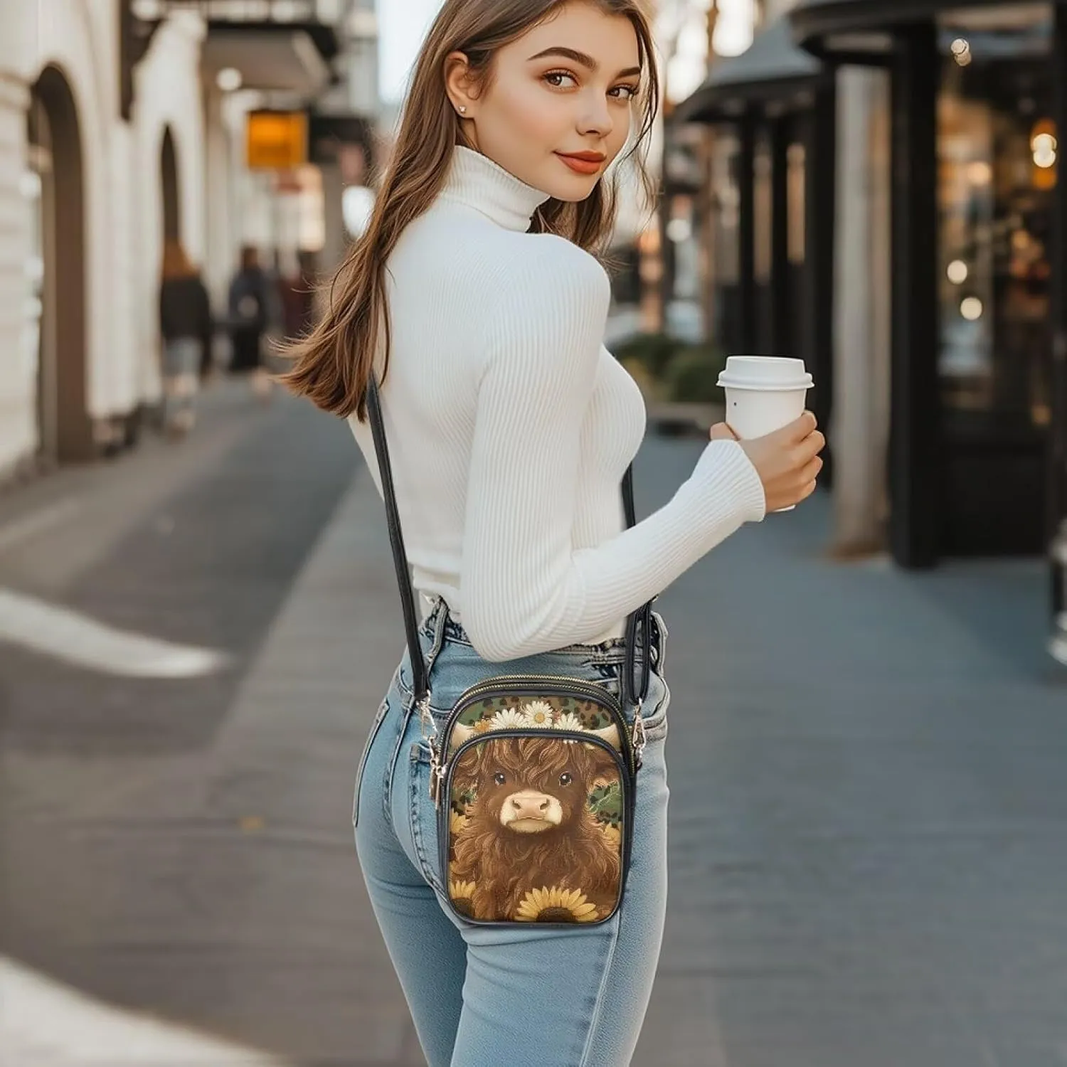 FOR U DESIGNS Crossbody Bags for Women PU Leather Purses Highland Cattle Cute Shoulder Handbags Satchel Hobo Bags