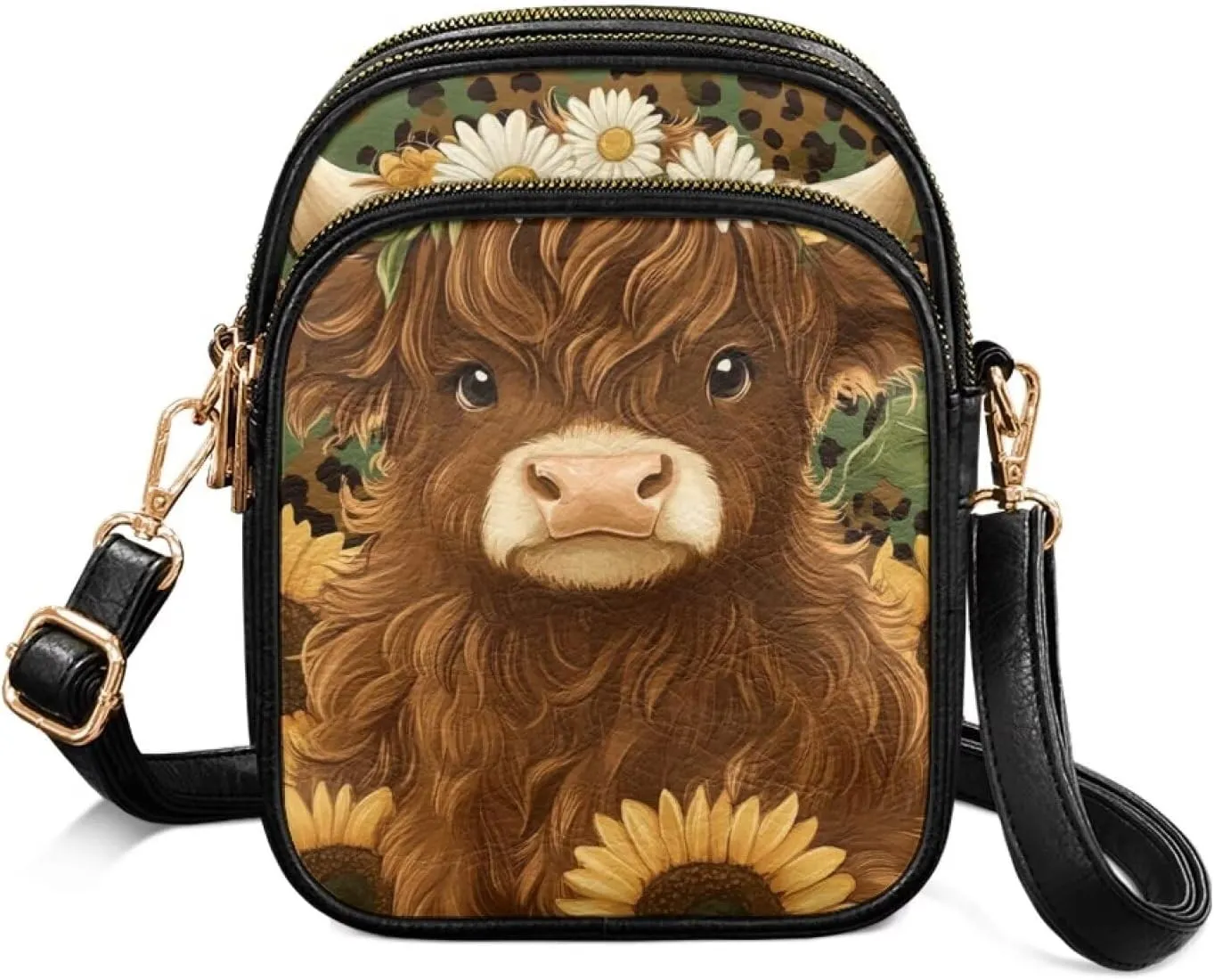FOR U DESIGNS Crossbody Bags for Women PU Leather Purses Highland Cattle Cute Shoulder Handbags Satchel Hobo Bags