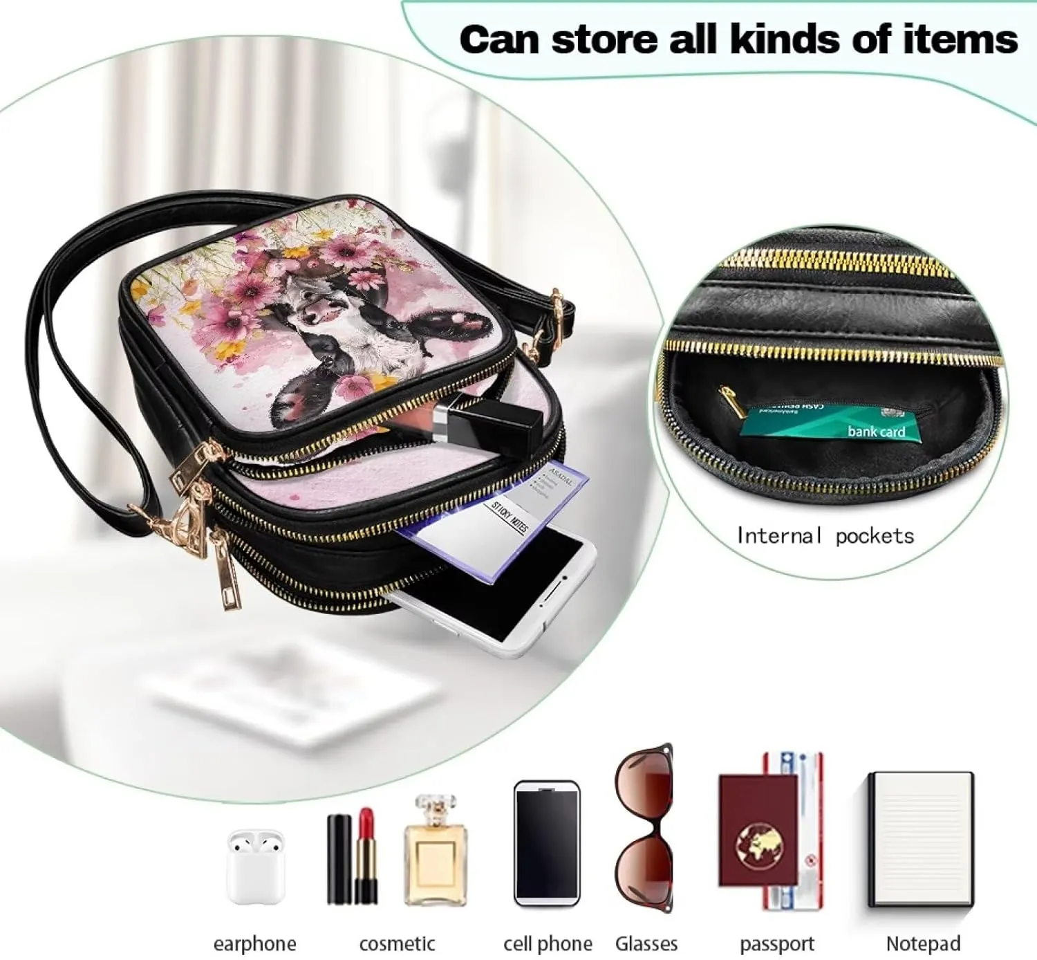 FOR U DESIGNS Crossbody Bags for Women PU Leather Purses Highland Cattle Cute Shoulder Handbags Satchel Hobo Bags
