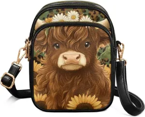 FOR U DESIGNS Crossbody Bags for Women PU Leather Purses Highland Cattle Cute Shoulder Handbags Satchel Hobo Bags