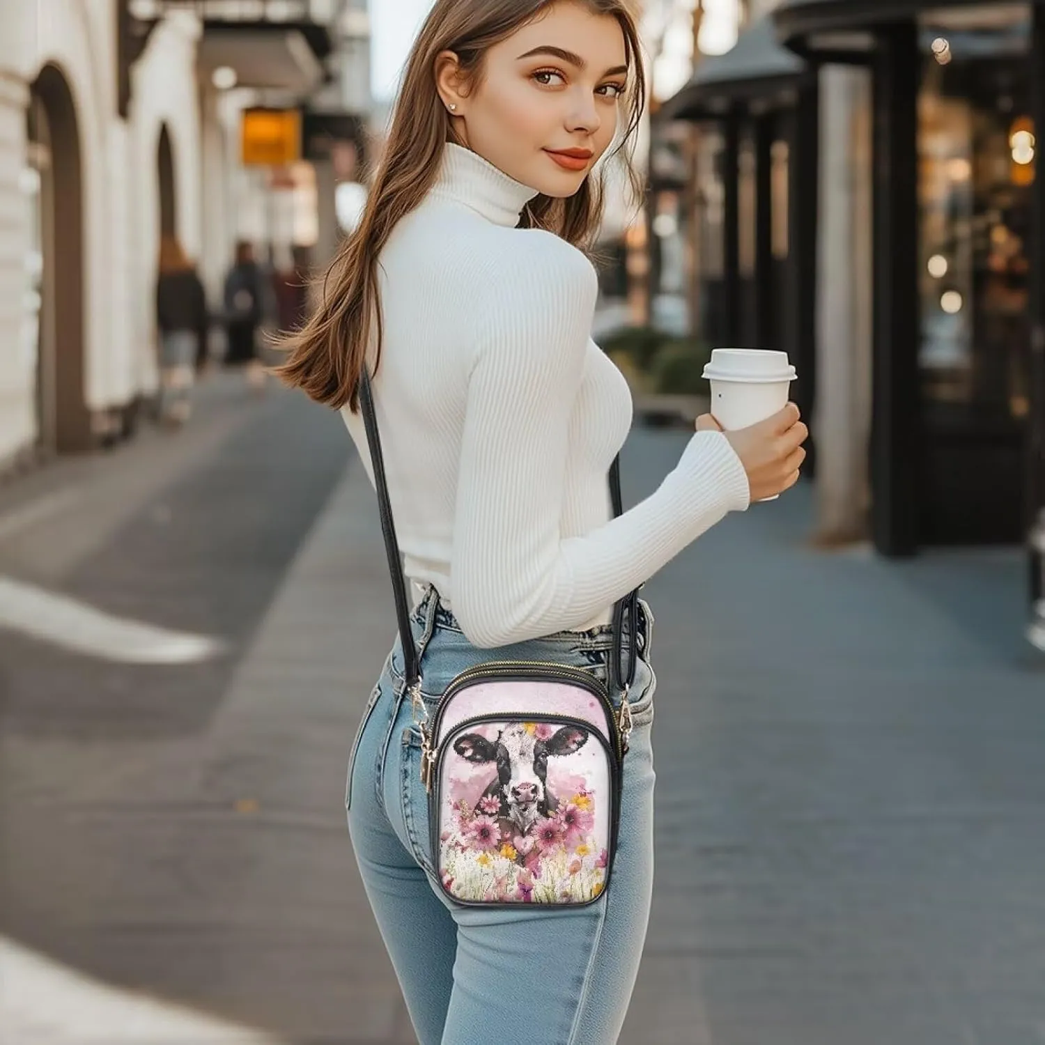 FOR U DESIGNS Crossbody Bags for Women PU Leather Purses Highland Cattle Cute Shoulder Handbags Satchel Hobo Bags