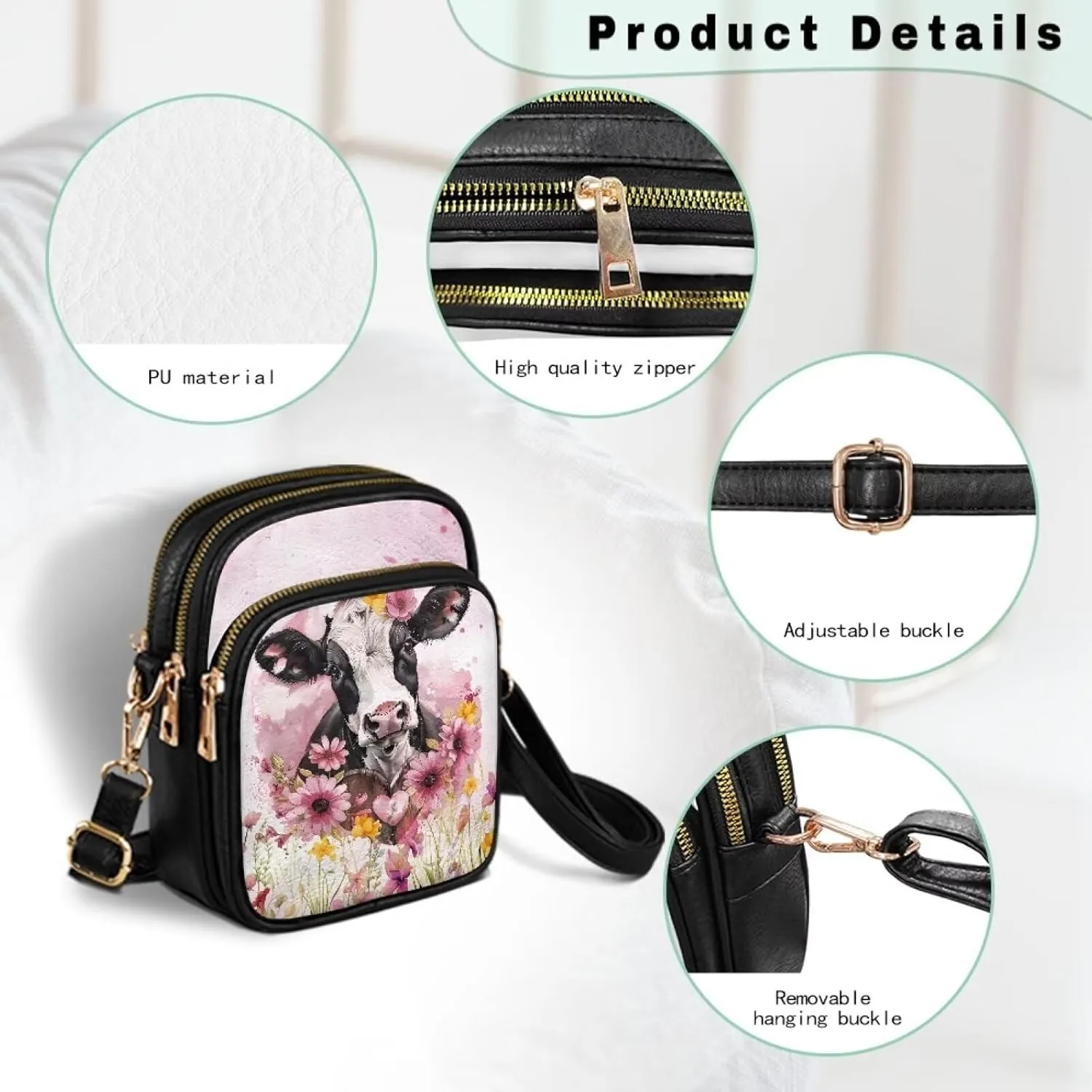 FOR U DESIGNS Crossbody Bags for Women PU Leather Purses Highland Cattle Cute Shoulder Handbags Satchel Hobo Bags