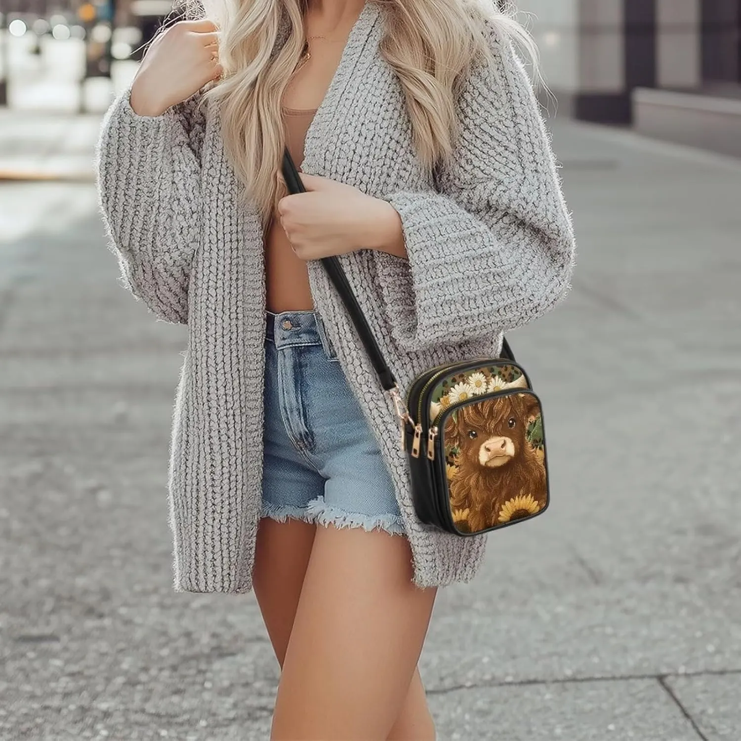 FOR U DESIGNS Crossbody Bags for Women PU Leather Purses Highland Cattle Cute Shoulder Handbags Satchel Hobo Bags