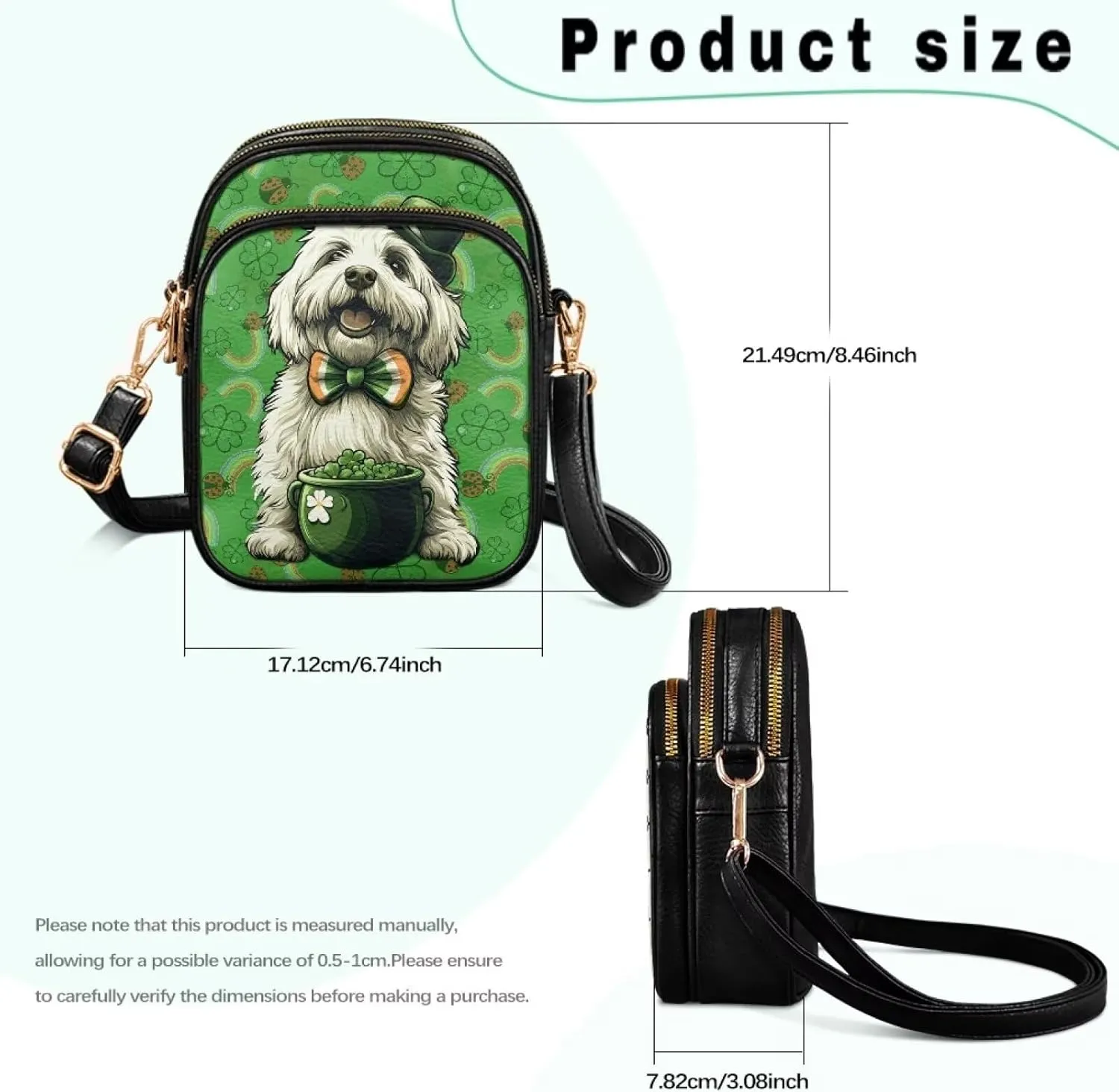 FOR U DESIGNS Small Crossbody Bag for Women Trendy Shoulder Hobo Purses St. Patrick's Day Green Leaves Leather Satchel Bags