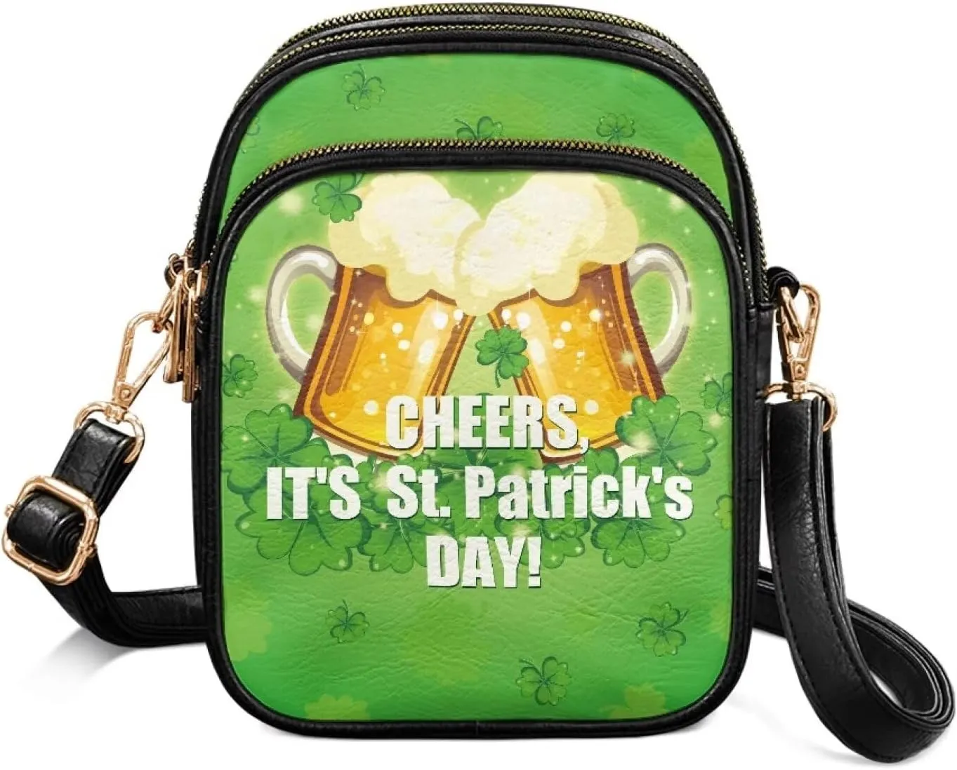 FOR U DESIGNS Small Crossbody Bag for Women Trendy Shoulder Hobo Purses St. Patrick's Day Green Leaves Leather Satchel Bags