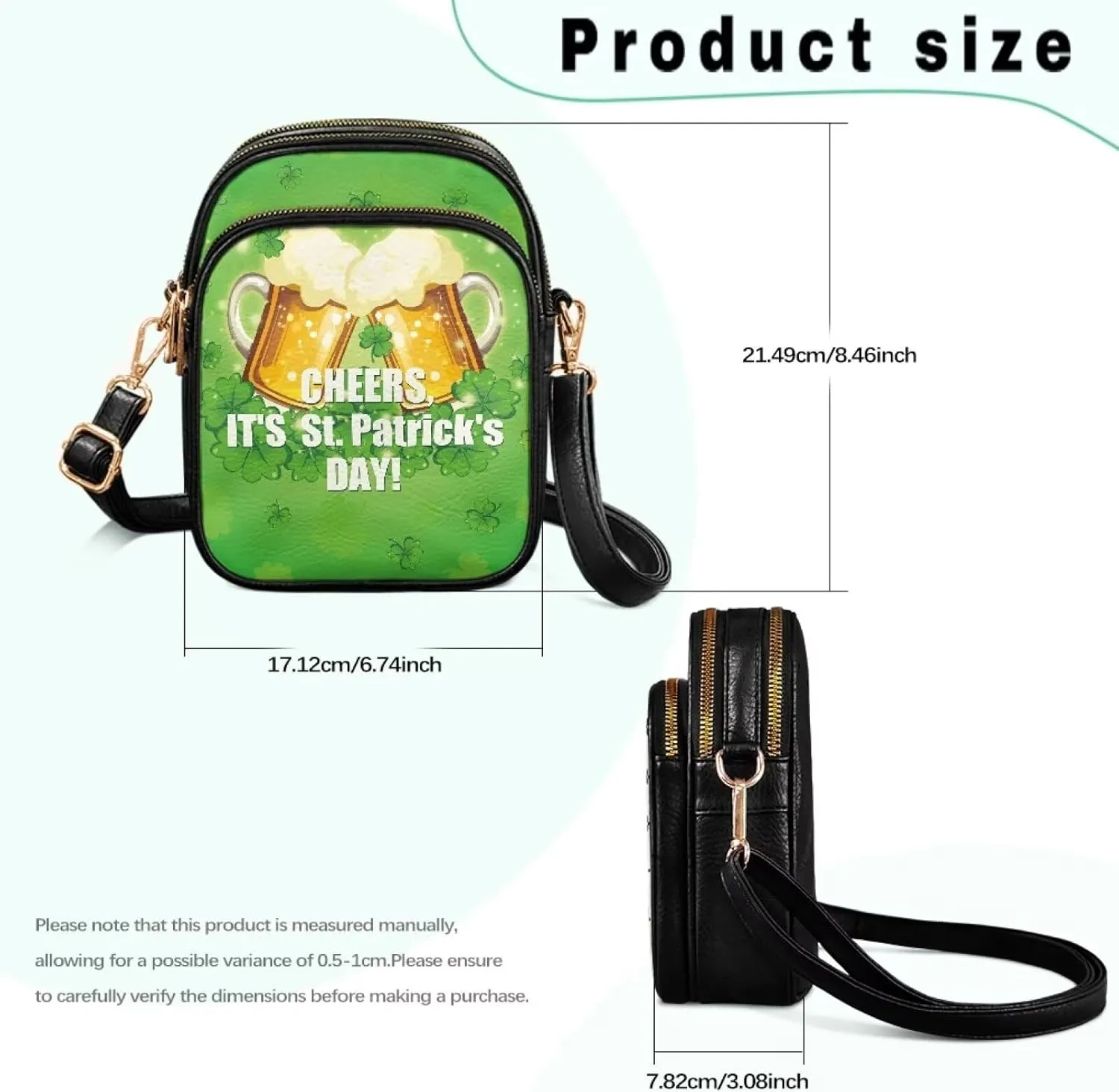 FOR U DESIGNS Small Crossbody Bag for Women Trendy Shoulder Hobo Purses St. Patrick's Day Green Leaves Leather Satchel Bags