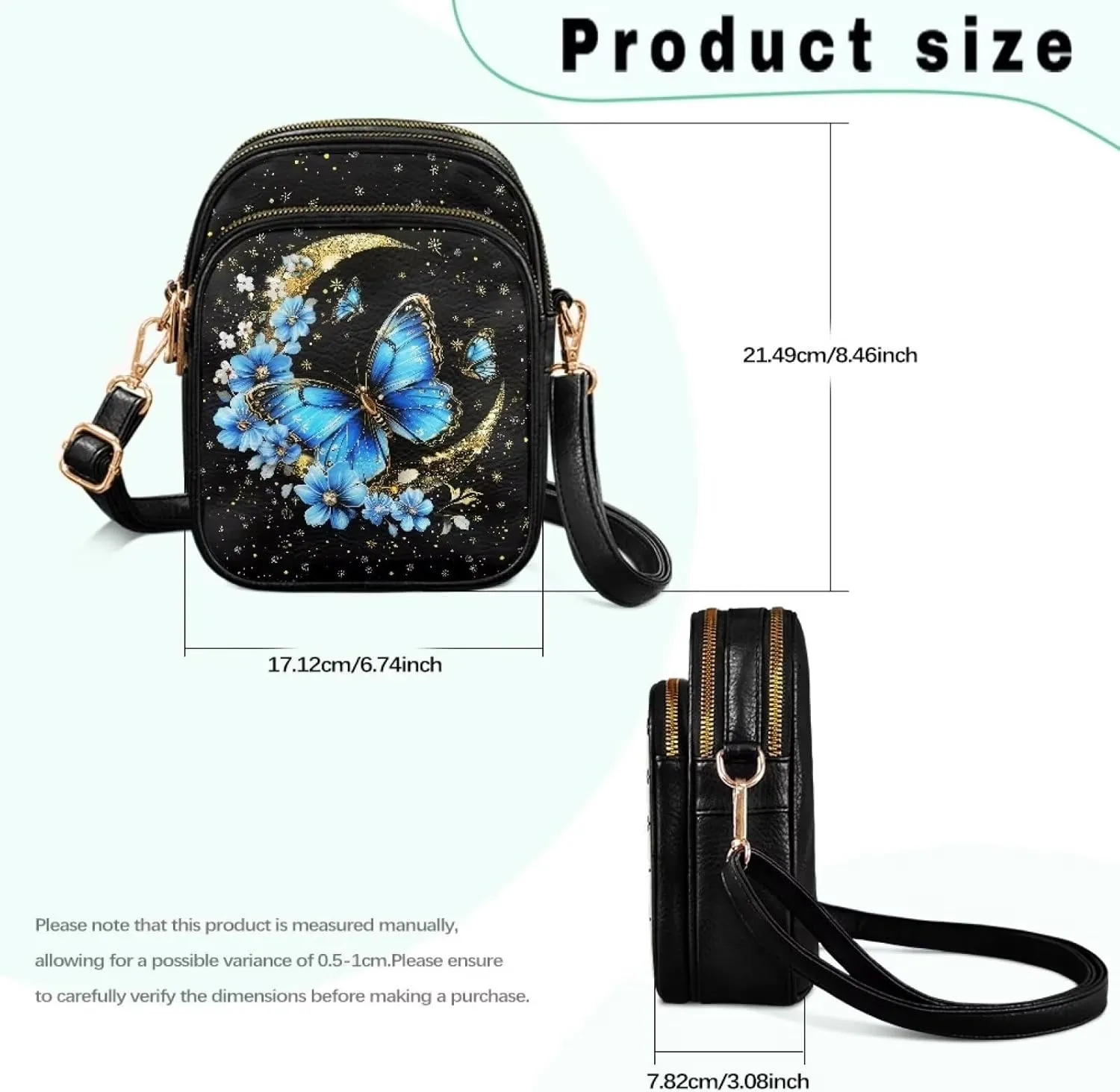 FOR U DESIGNS Women's Crossbody Bag Trendy Leather Hobo Satchel Purse Adjustable Shoulder Strap Butterfly Cross Body Purse