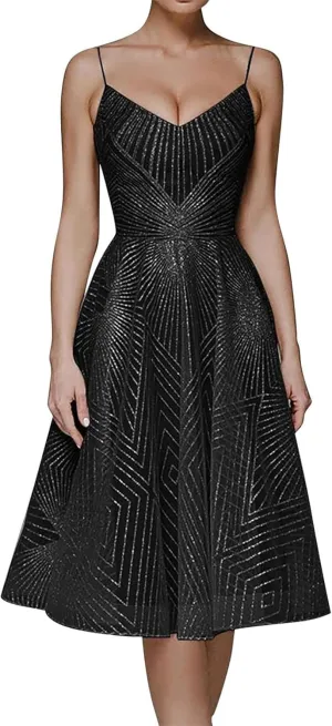 Formal Flowy Cocktail Dresses for Women Trendy Off The Shoulder Elegant Plus Size Sexy Sleeveless A Line Midi Dress