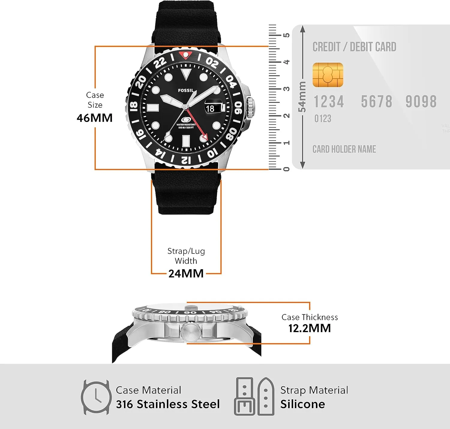 Fossil Men's Blue Quartz Stainless Steel Three-Hand Watch