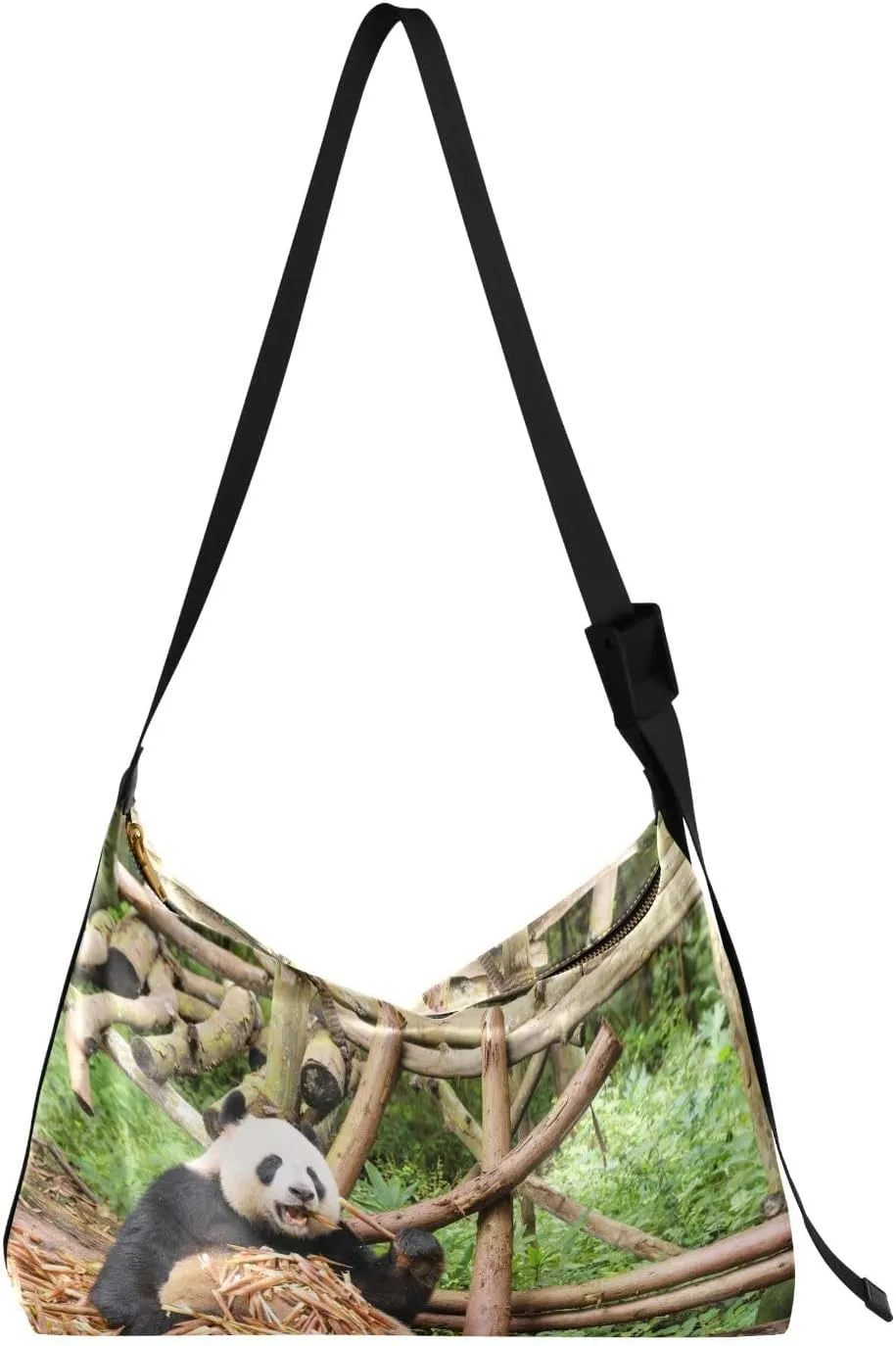 Funny Panda Hobo Crossbody Bags for Women Leather Large Shoulder Bag Cross Body Cute Woods Trendy Womens Tote Bags Handbag for Travel Shopping