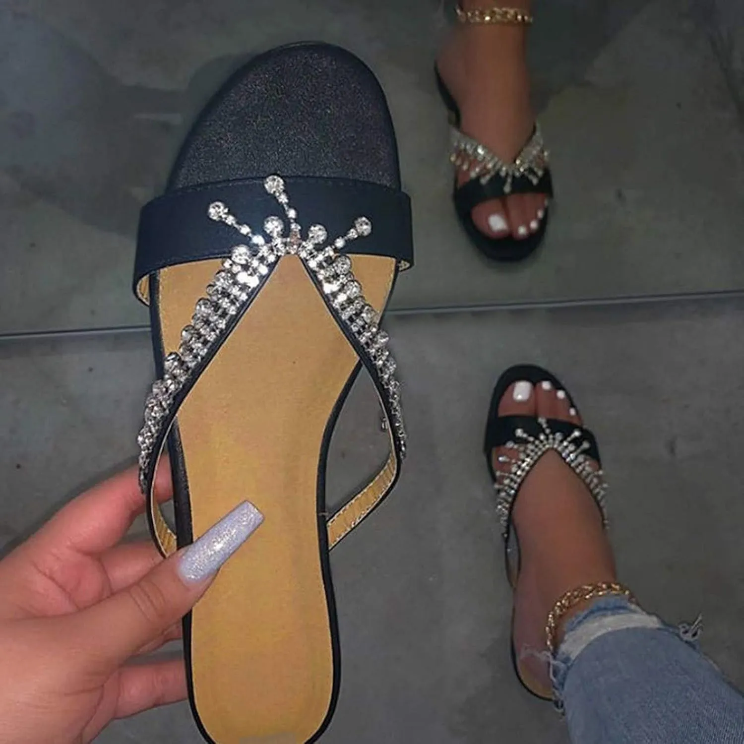 Gibobby Sandals for Women 2023 Fashion Comfy Platform Sandal Crystal Shoes Summer Beach Travel Flip Flops