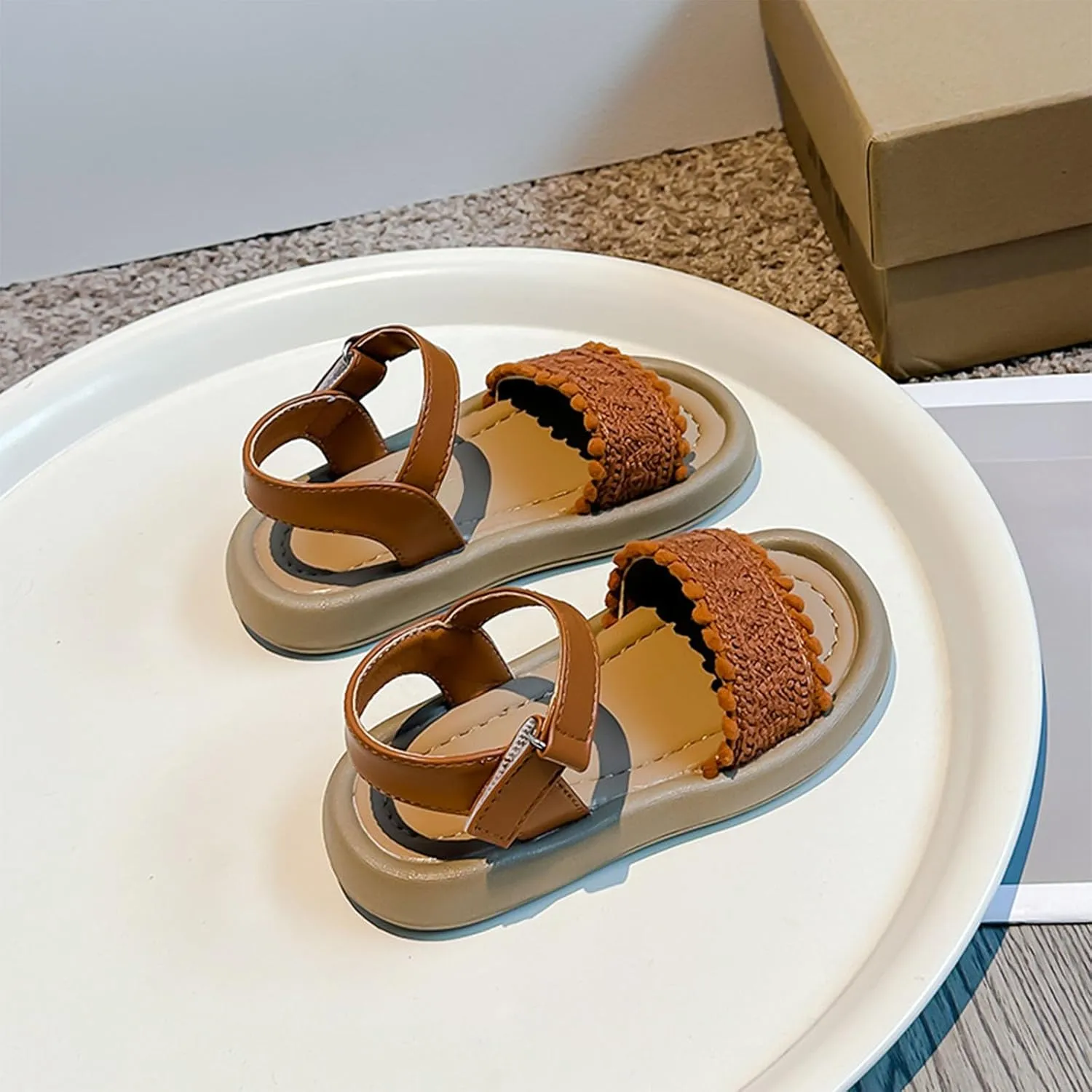 Girls Dress Shoes Girls Fashion Sandals Childrens Braided Shoes Vacation Beach For Small And Medium Children Double Slip On Slide Sandals