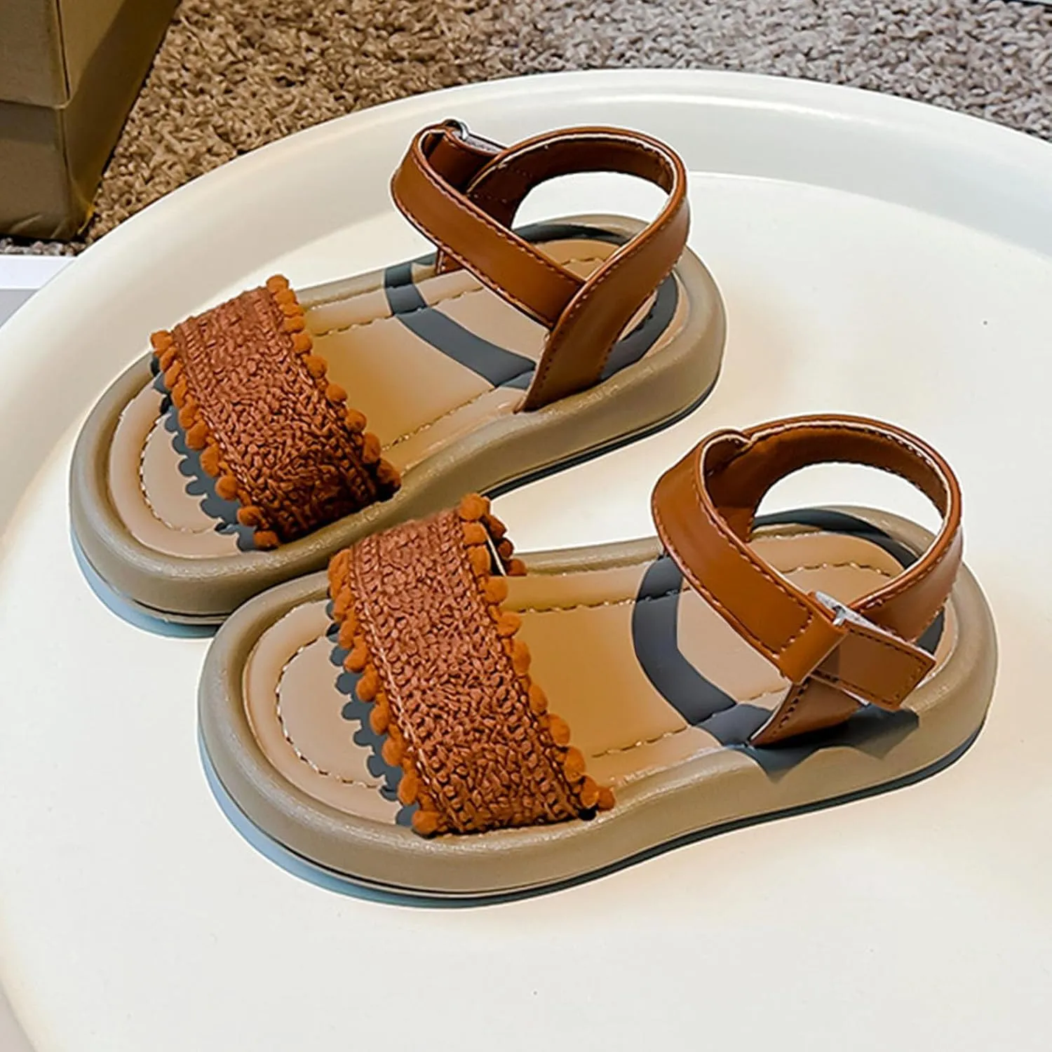 Girls Dress Shoes Girls Fashion Sandals Childrens Braided Shoes Vacation Beach For Small And Medium Children Double Slip On Slide Sandals