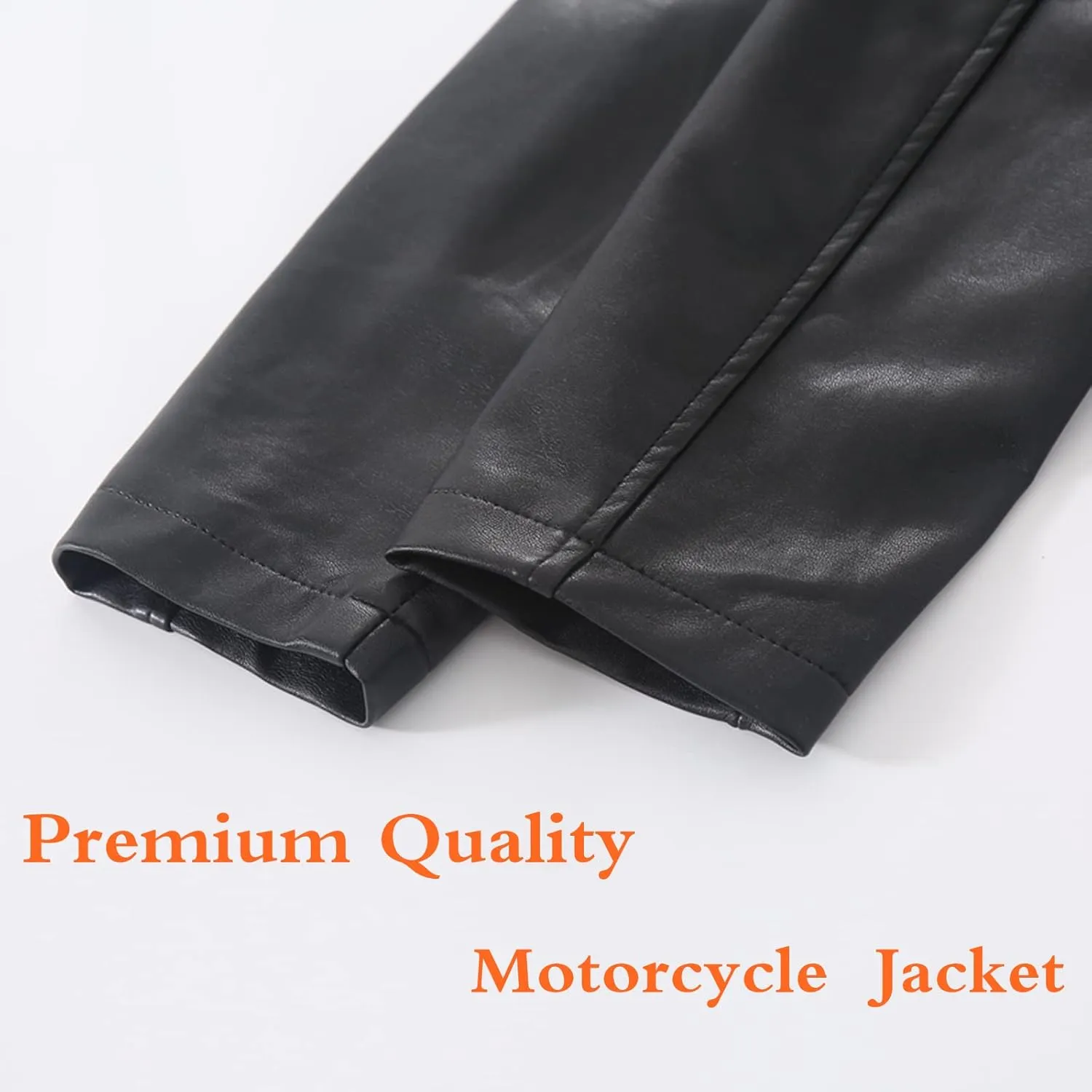 Girls Faux Leather Motorcycle Jacket Bomber Coat with Zipper Pockets Windproof Spring Fall Outerwear for Kids Ages 4-14