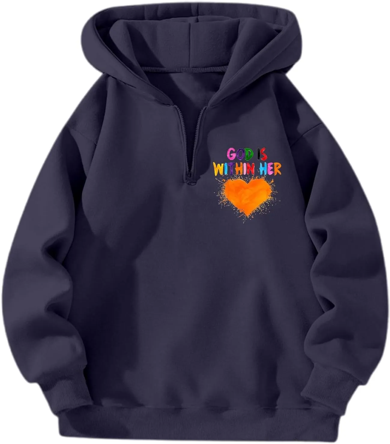 God is Within Her Will Not Fall Hoodies for Women,Casual Zip Up Hooded Sweatshirt Oversized Cute Fall Sweatshirts