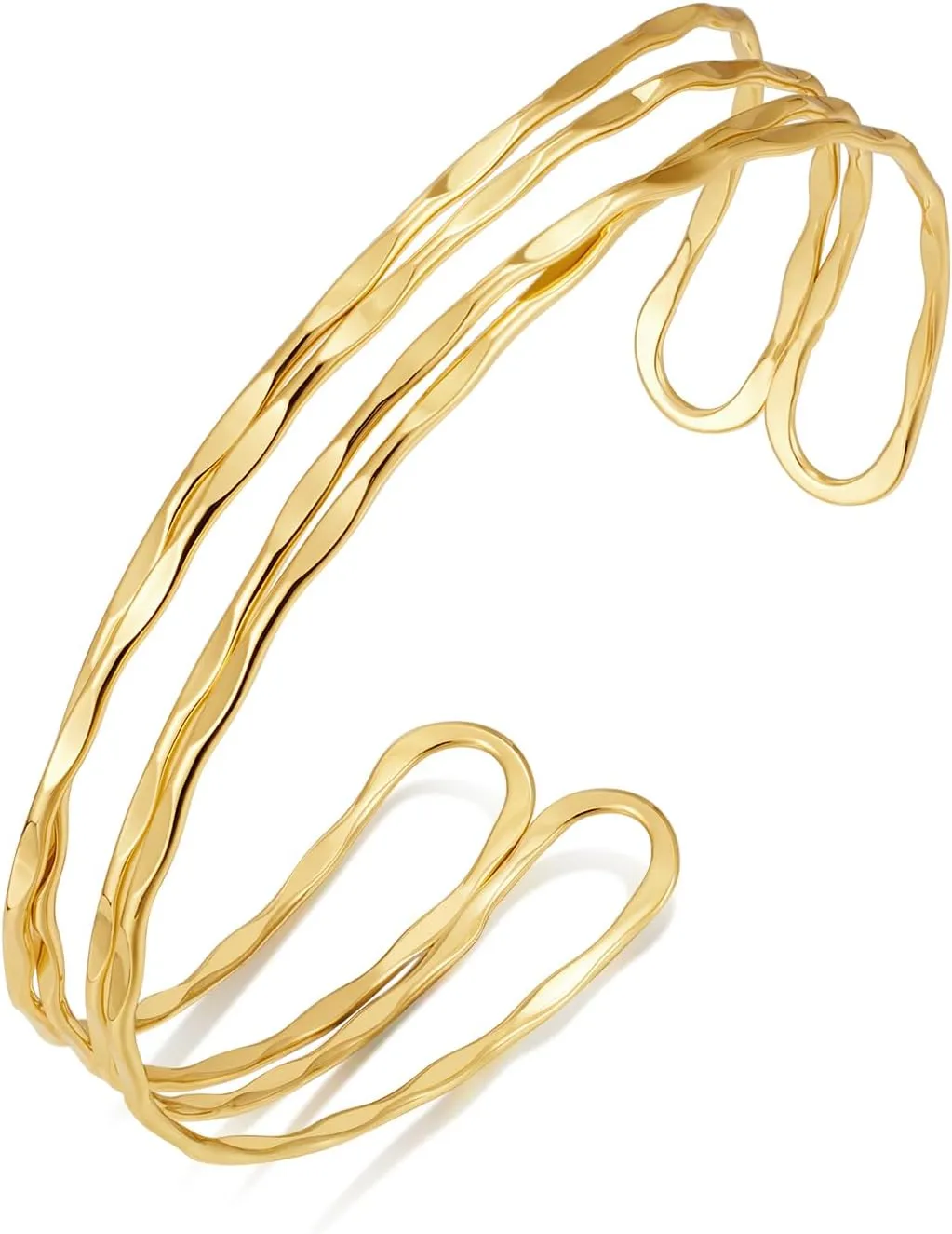 Gold Arm Cuff Bangles Bracelet For Women Dainty Multi-Layer Cross Open Bracelet Adjustable Stackable Wide Bangle Arm Cuff Jewelry for Women