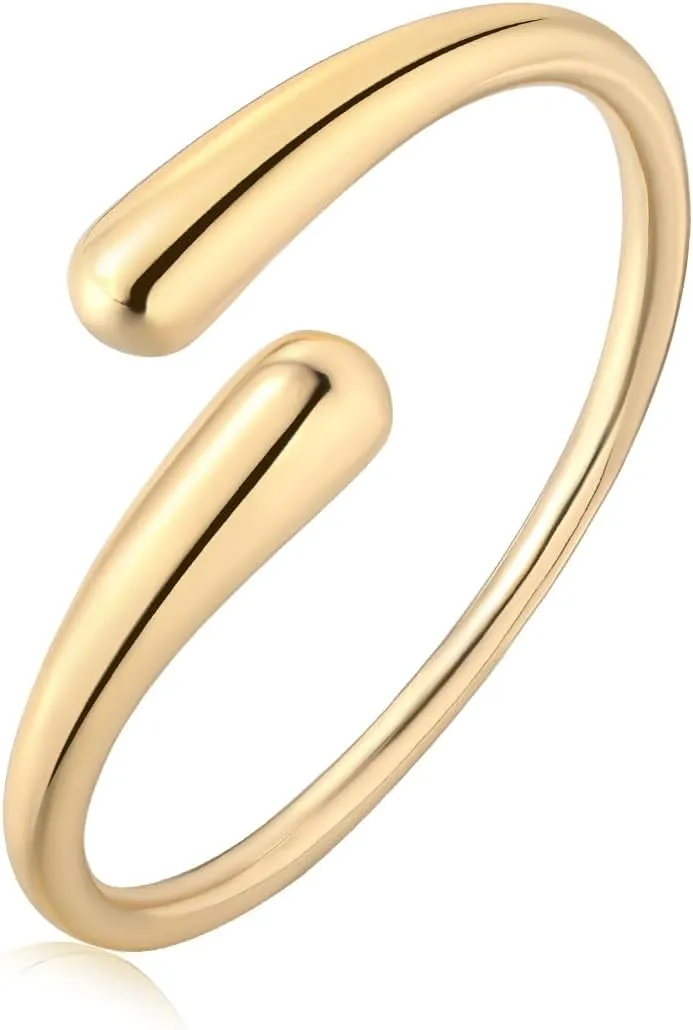Gold Cuff Bangle Bracelets for Women Teardrop Chunky Bracelet Open Cuff Bracelet 18K Gold Plated Bangle Bracelets Thick Gold