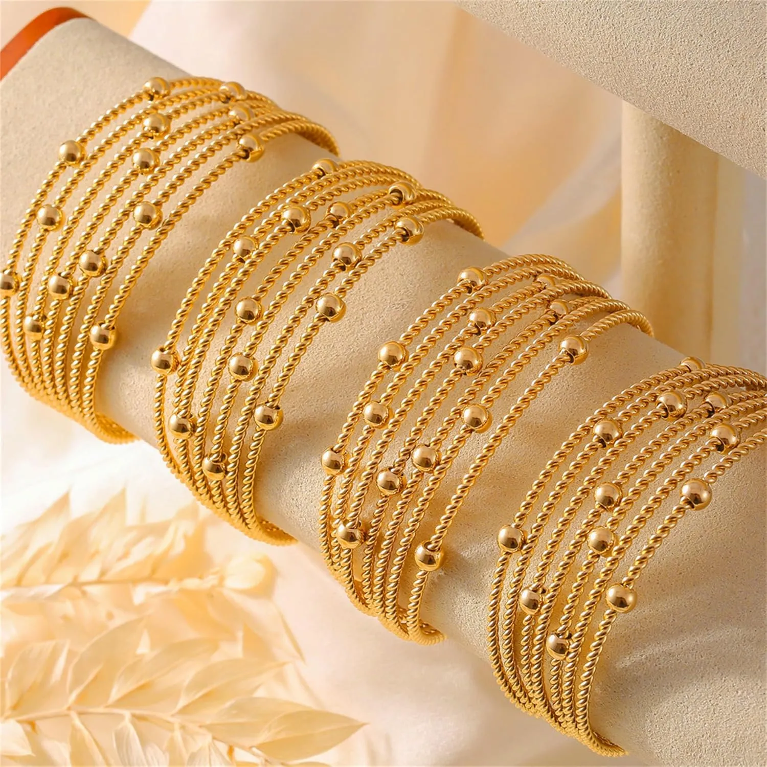 Gold Cuff Bracelets Adjustable Open Engraved Bangle Bracelets Stainless Steel Jewelry Birthday Halloween Christmas Gifts for Women Men