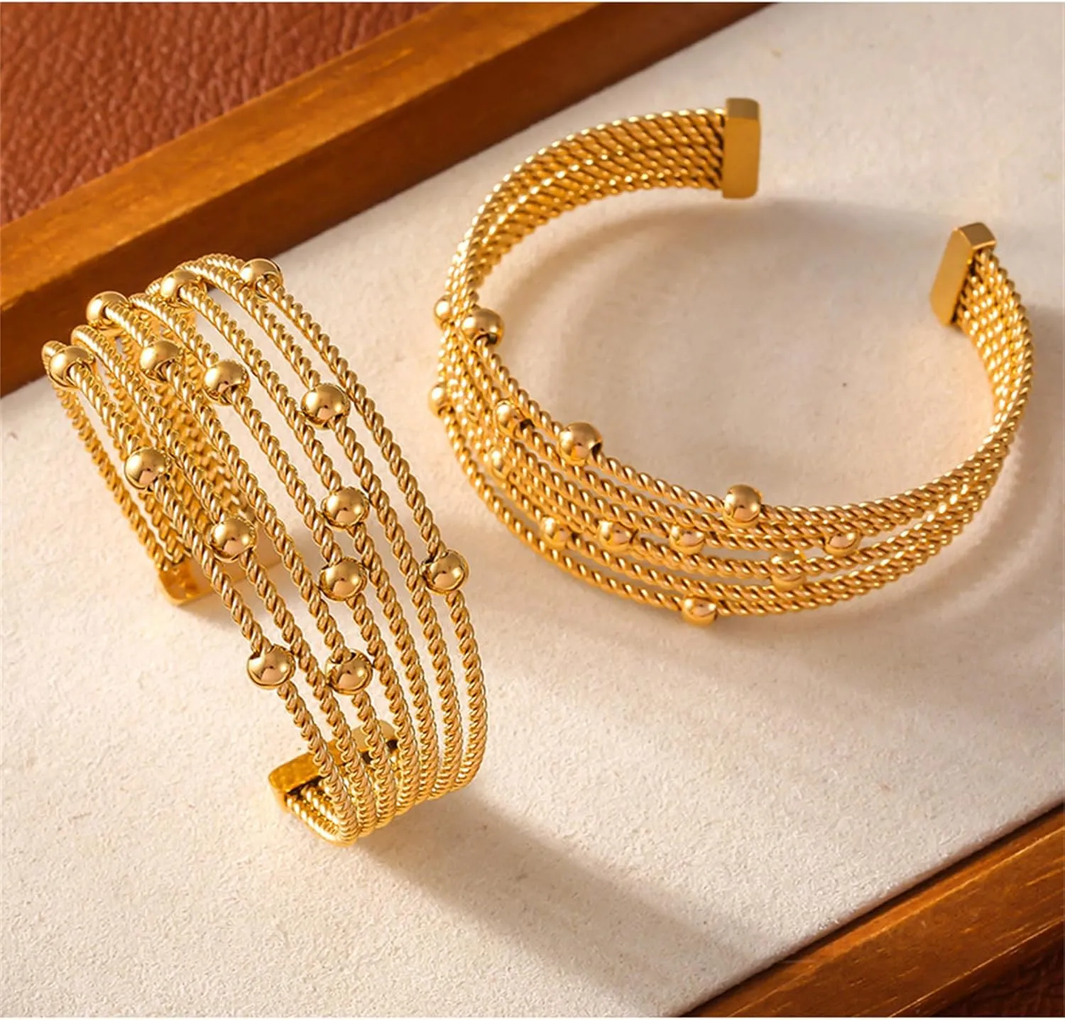 Gold Cuff Bracelets Adjustable Open Engraved Bangle Bracelets Stainless Steel Jewelry Birthday Halloween Christmas Gifts for Women Men