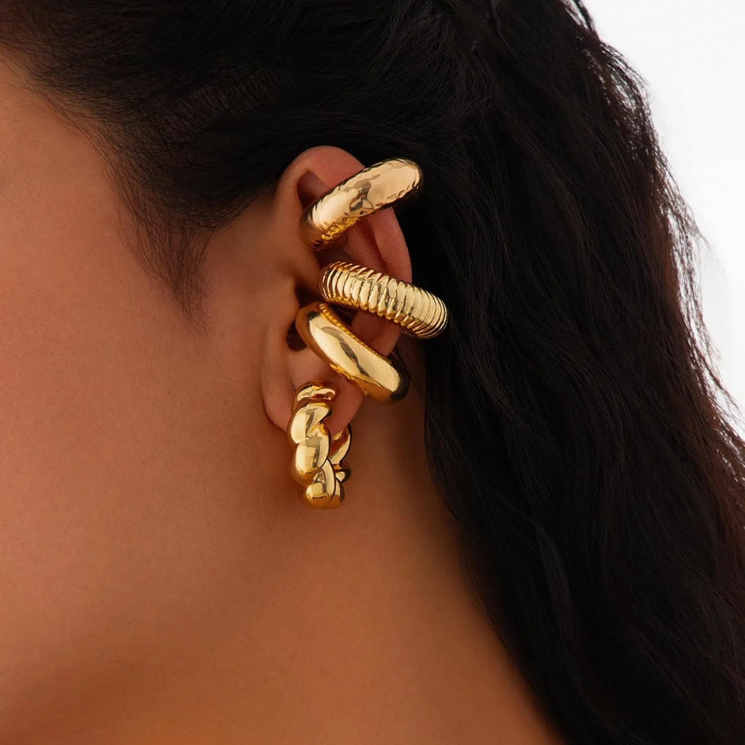 Gold Ear Cuffs for Women Chunky Cartilage Clip On Earrings Non Piercing Ear Cuffs Boho Ear Jewelry for Helix