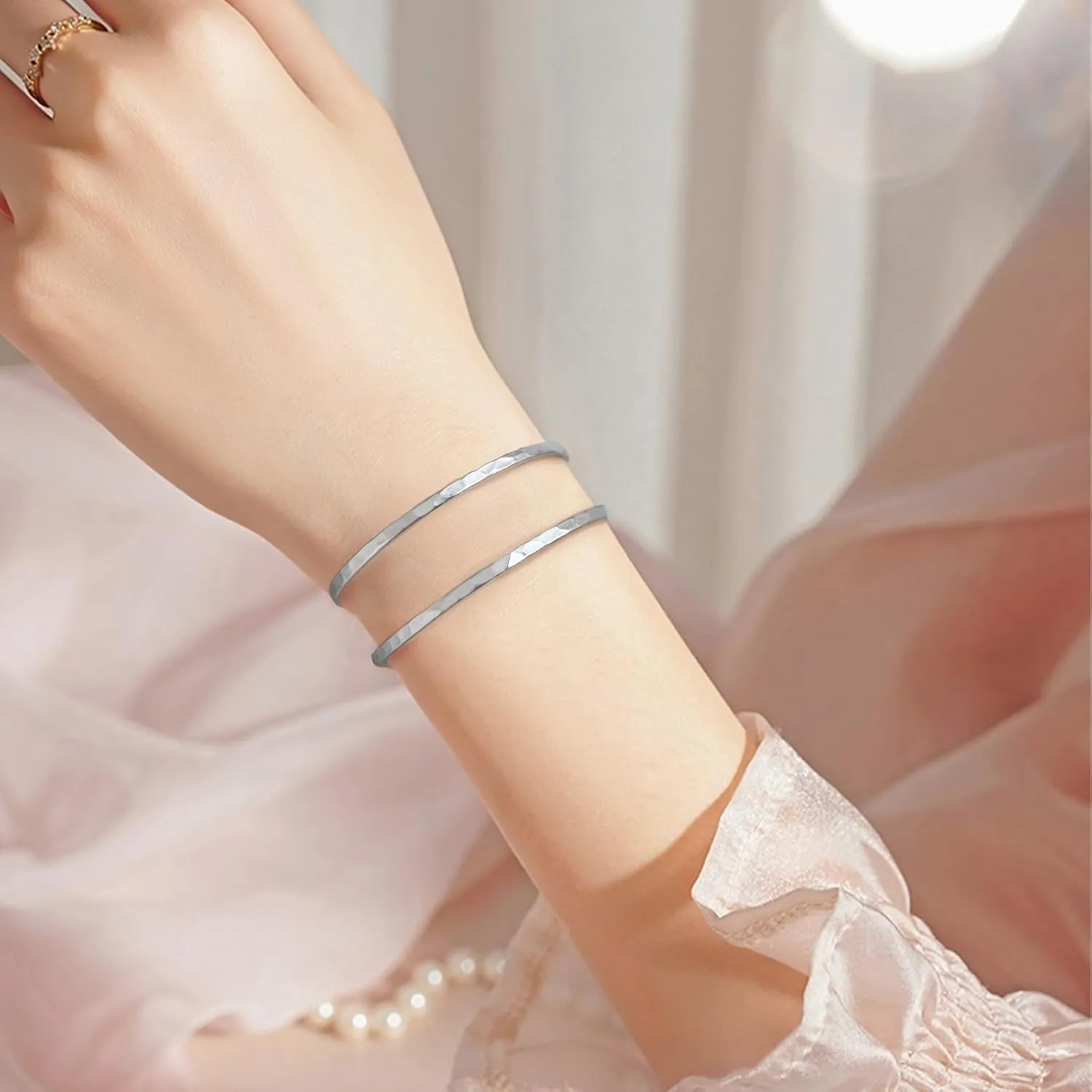 Gold Silver Cuff-Bracelets for Women Hollow Wide Open Bangle Bracelets