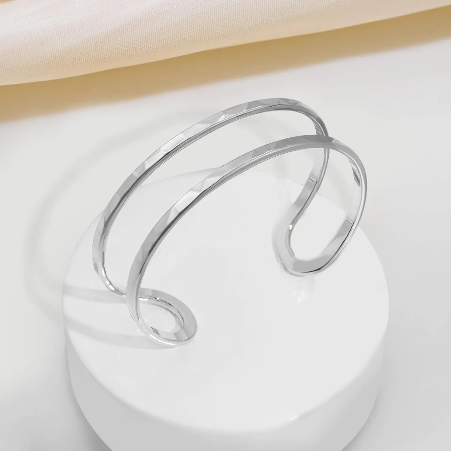 Gold Silver Cuff-Bracelets for Women Hollow Wide Open Bangle Bracelets