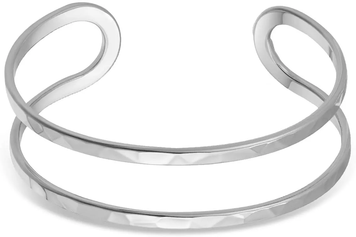 Gold Silver Cuff-Bracelets for Women Hollow Wide Open Bangle Bracelets