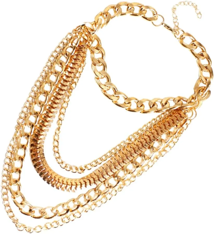 Gold Tassel Anklet for Women Punk Style Ankle Chain Decor Layered Foot Jewelry