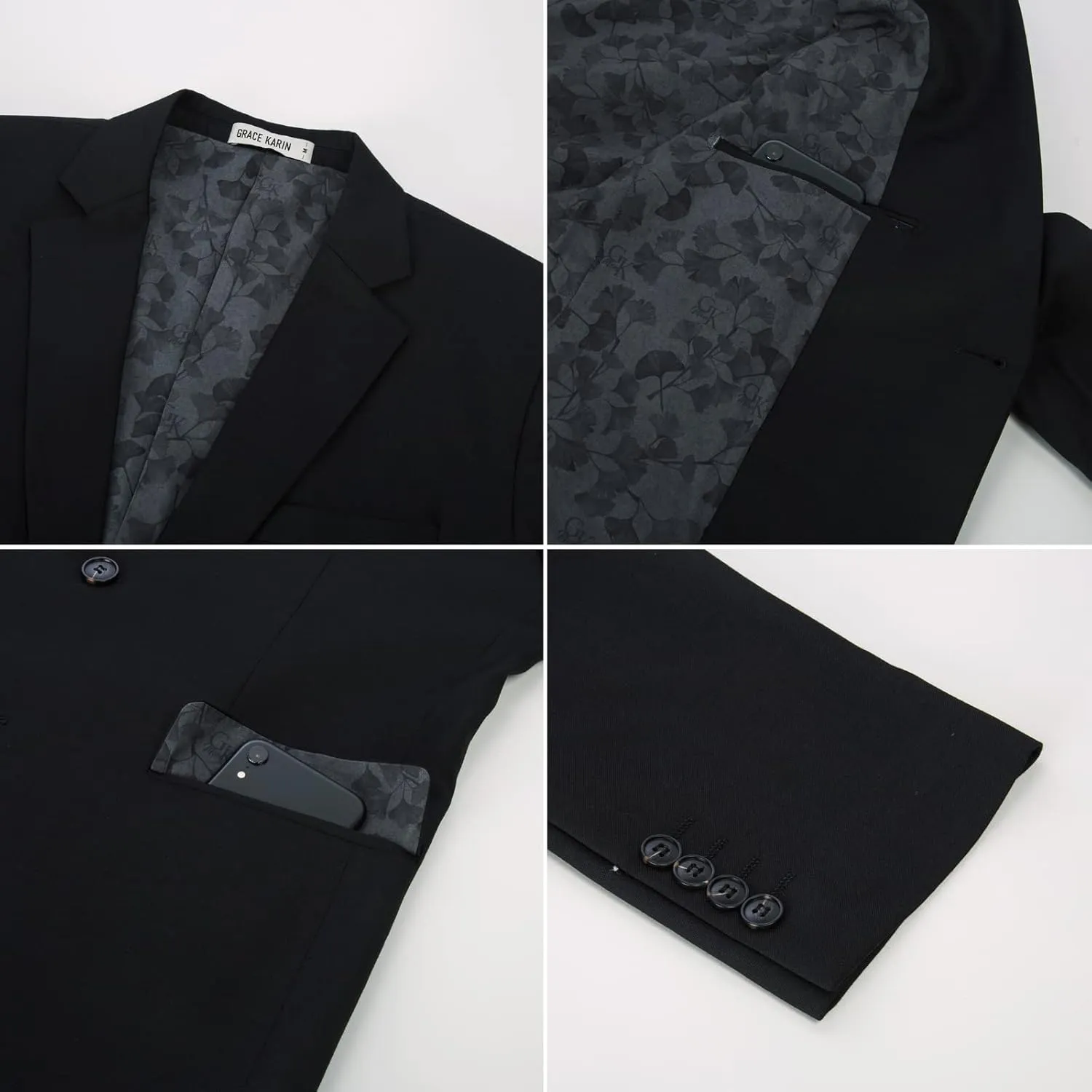 GRACE KARIN Men's Casual Blazer Suit Jackets 2 Button Lightweight Sport Coats