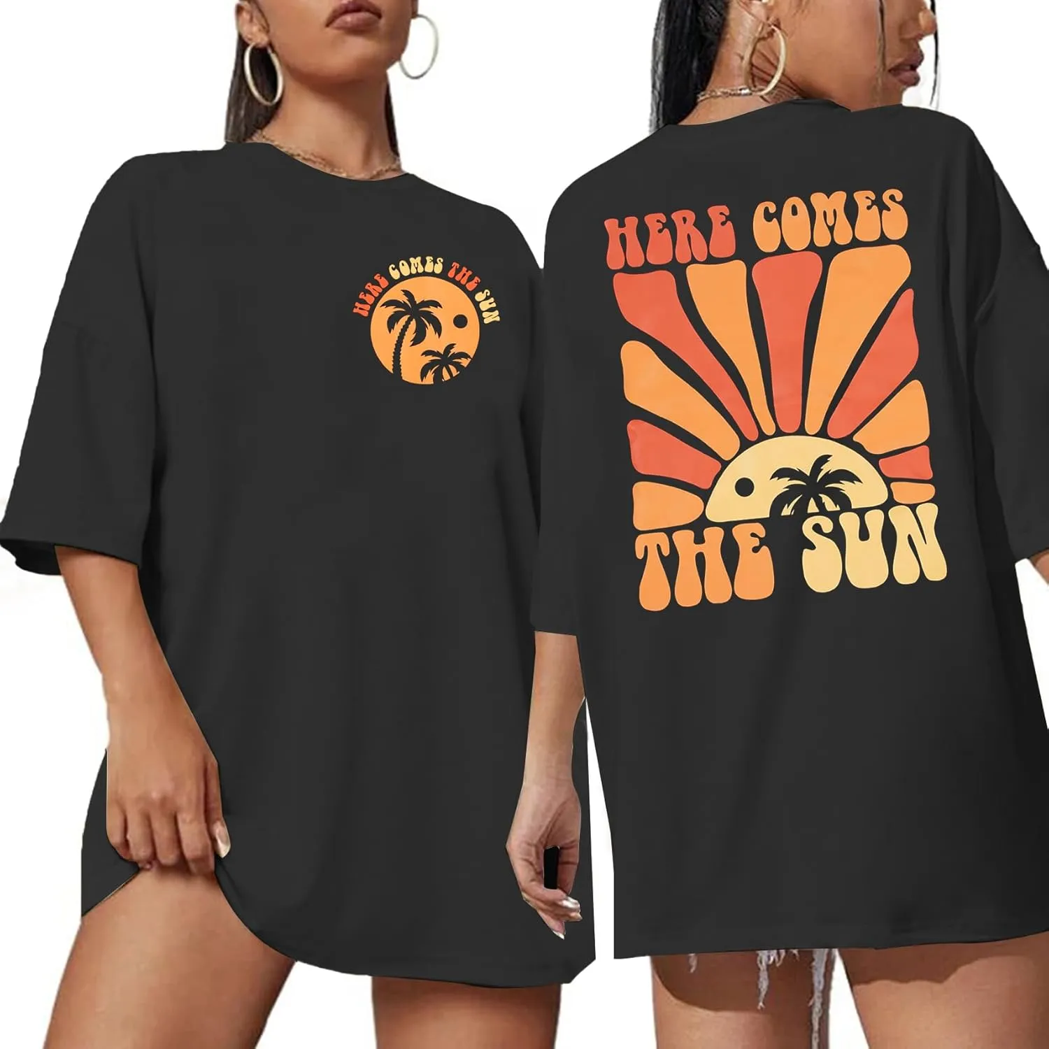 Graphic Tees Women Oversized T-Shirts: Summer Hawaiian Beach Tops Shirts Hawaii Tropical Beachy Short Sleeve Outfit