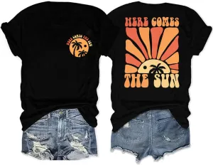Graphic Tees Women Oversized T-Shirts: Summer Hawaiian Beach Tops Shirts Hawaii Tropical Beachy Short Sleeve Outfit
